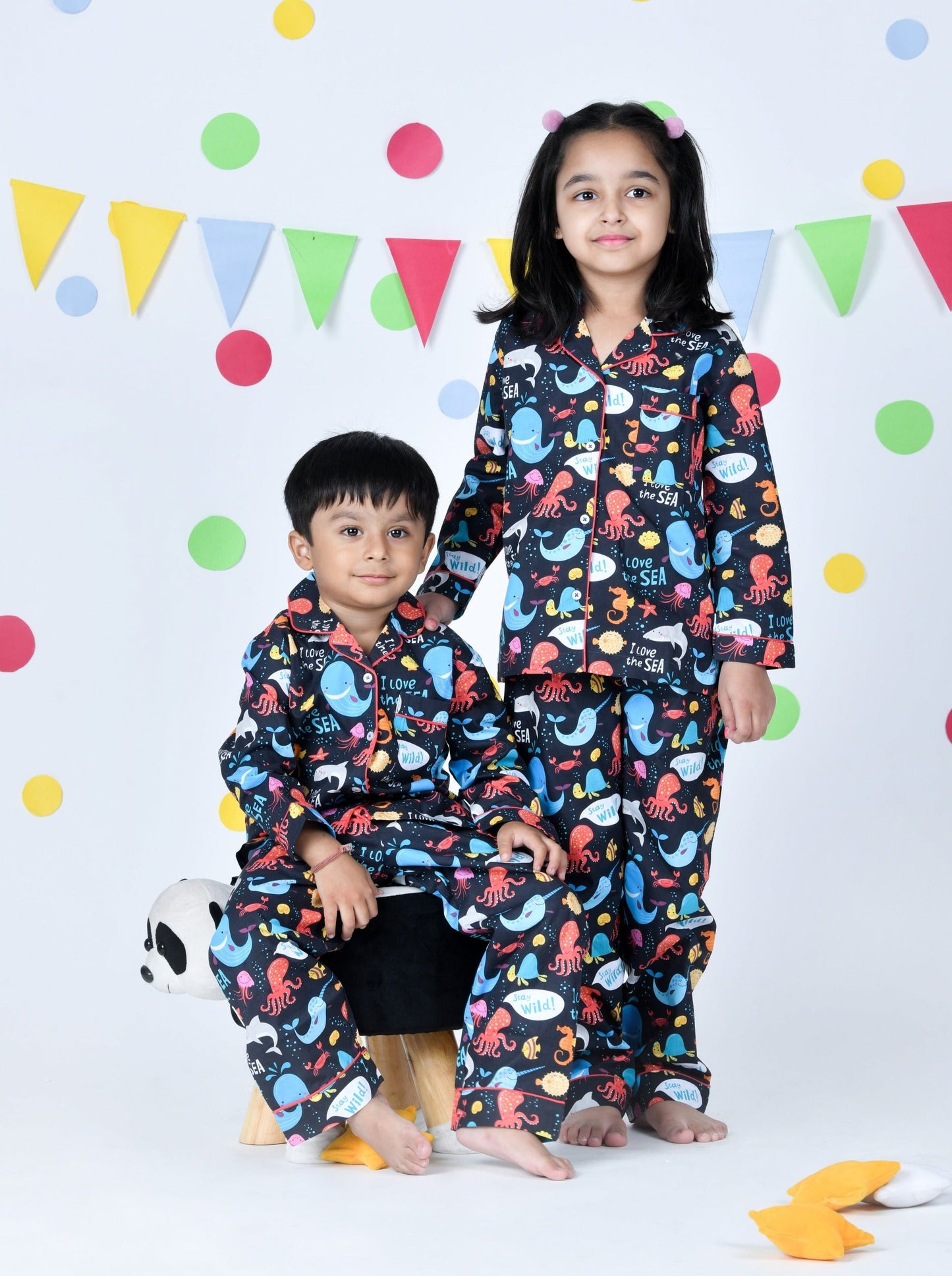 Sea World Dark Blue Pajama Set