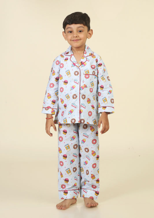 Sweet Desserts Sky Blue  Pajama Set