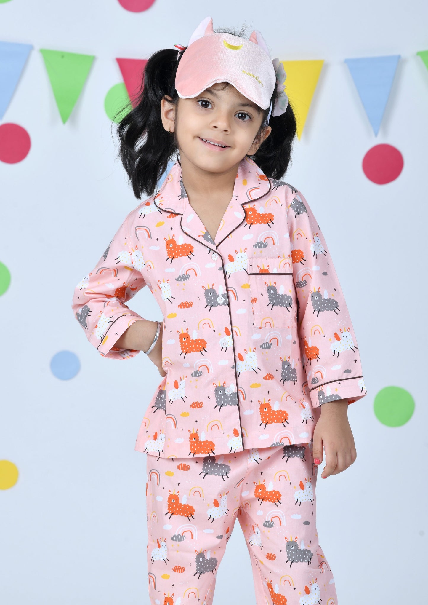 Cute Llama Peach Pajama Set