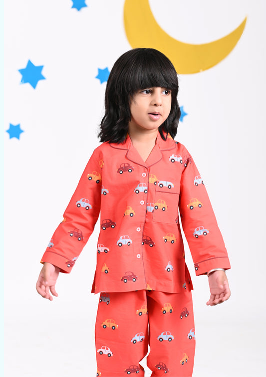 Vintage Cars Red Pajama Set