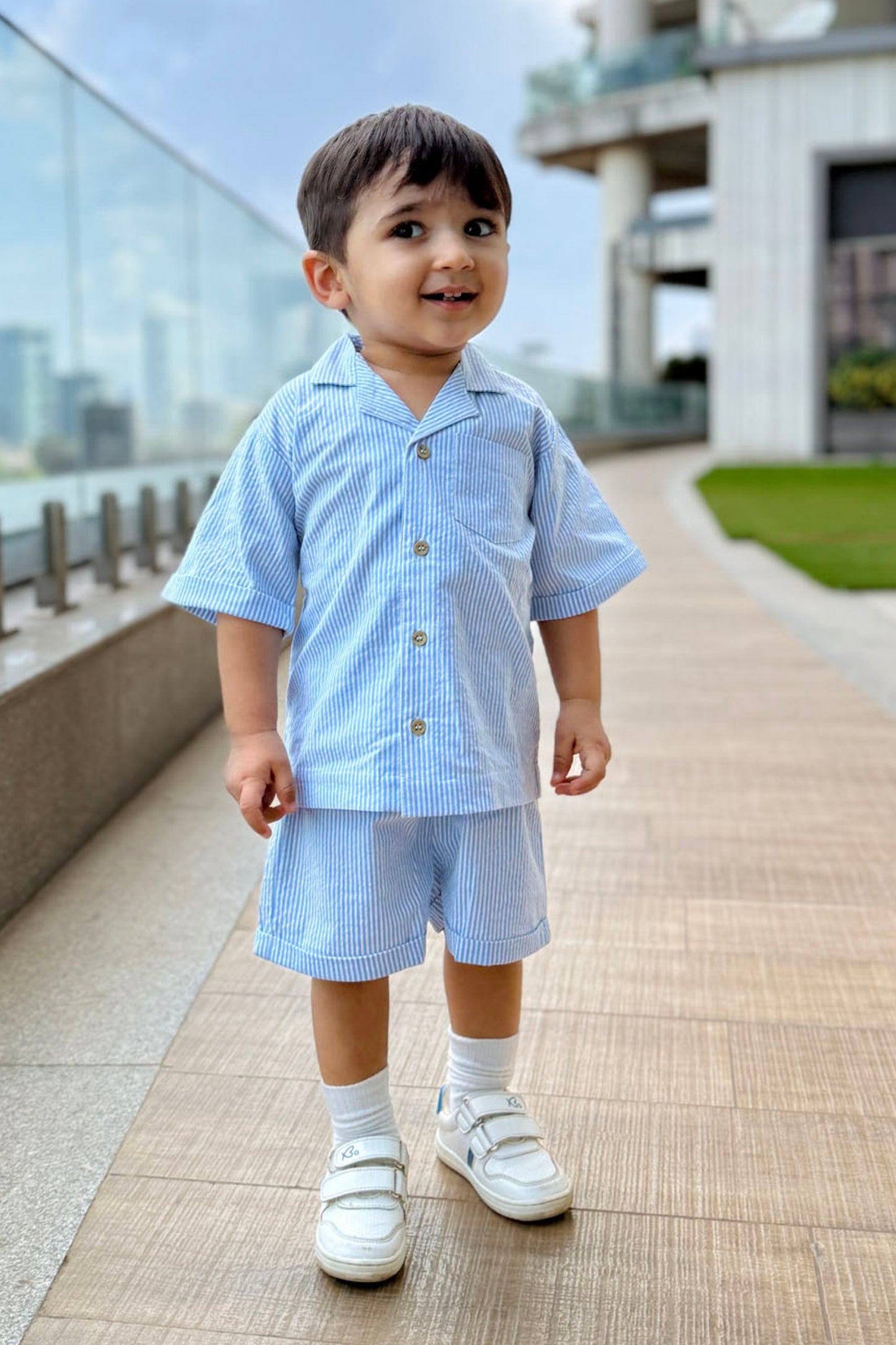 Sky Line Stripes Shorts Set