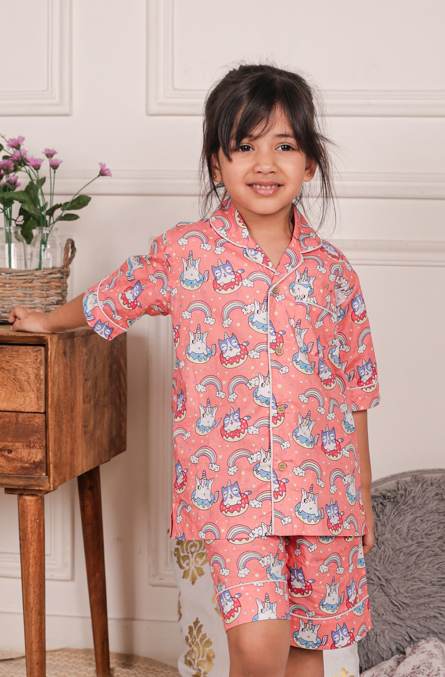 Unicorn Ranbow Girls Shorts set