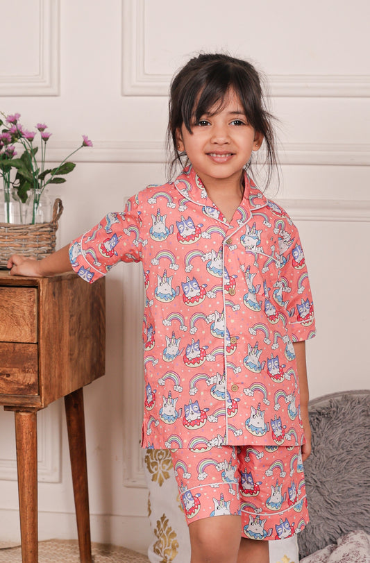 Unicorn Ranbow Girls Shorts set