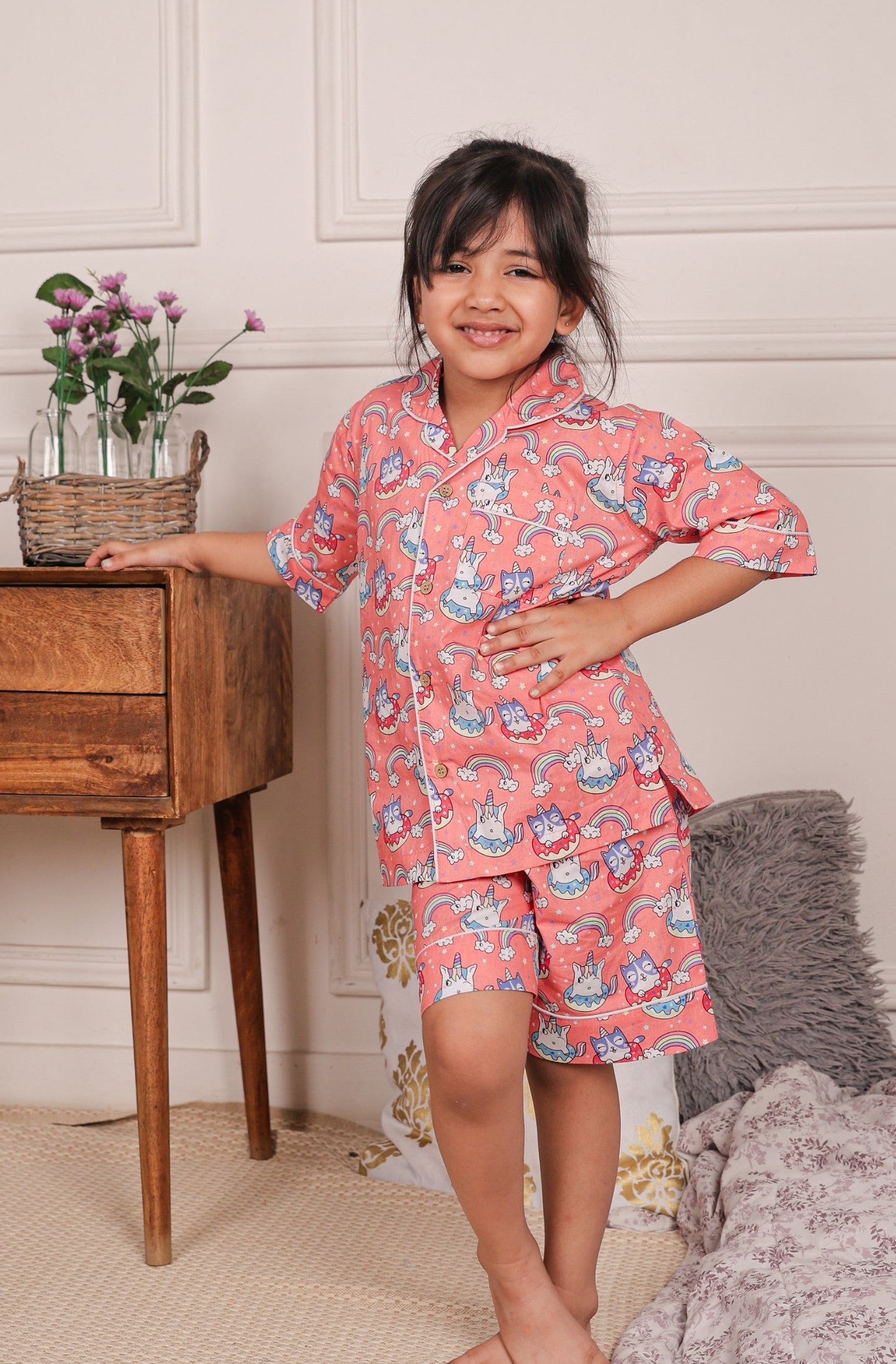 Unicorn Ranbow Girls Shorts set