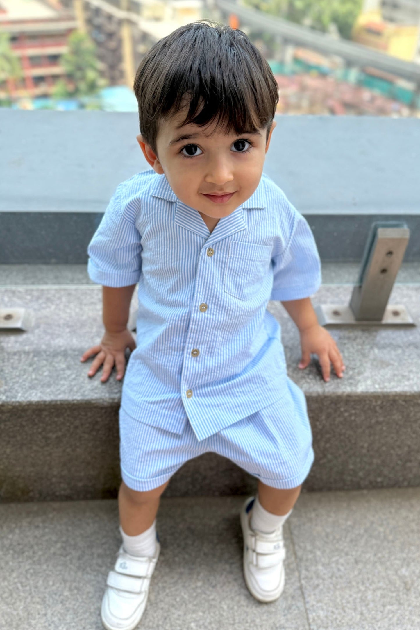 Sky Line Stripes Shorts Set