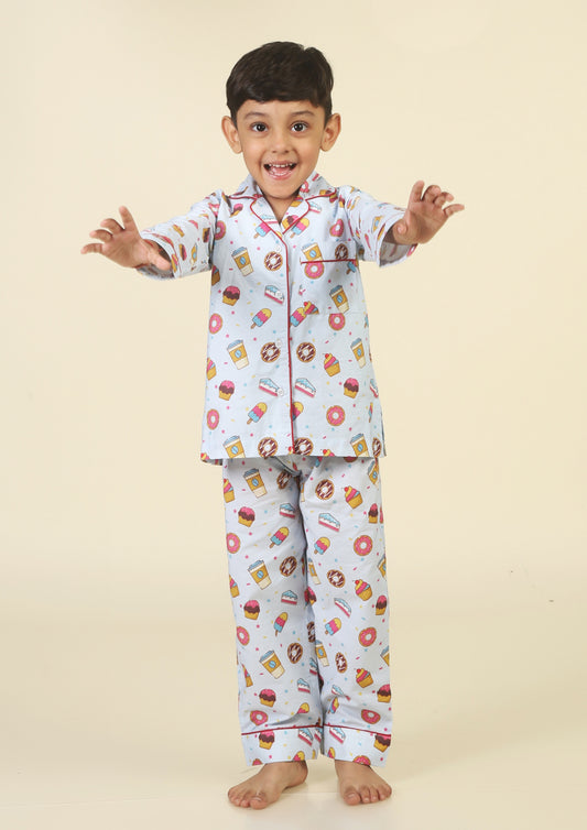 Sweet Desserts Sky Blue  Pajama Set