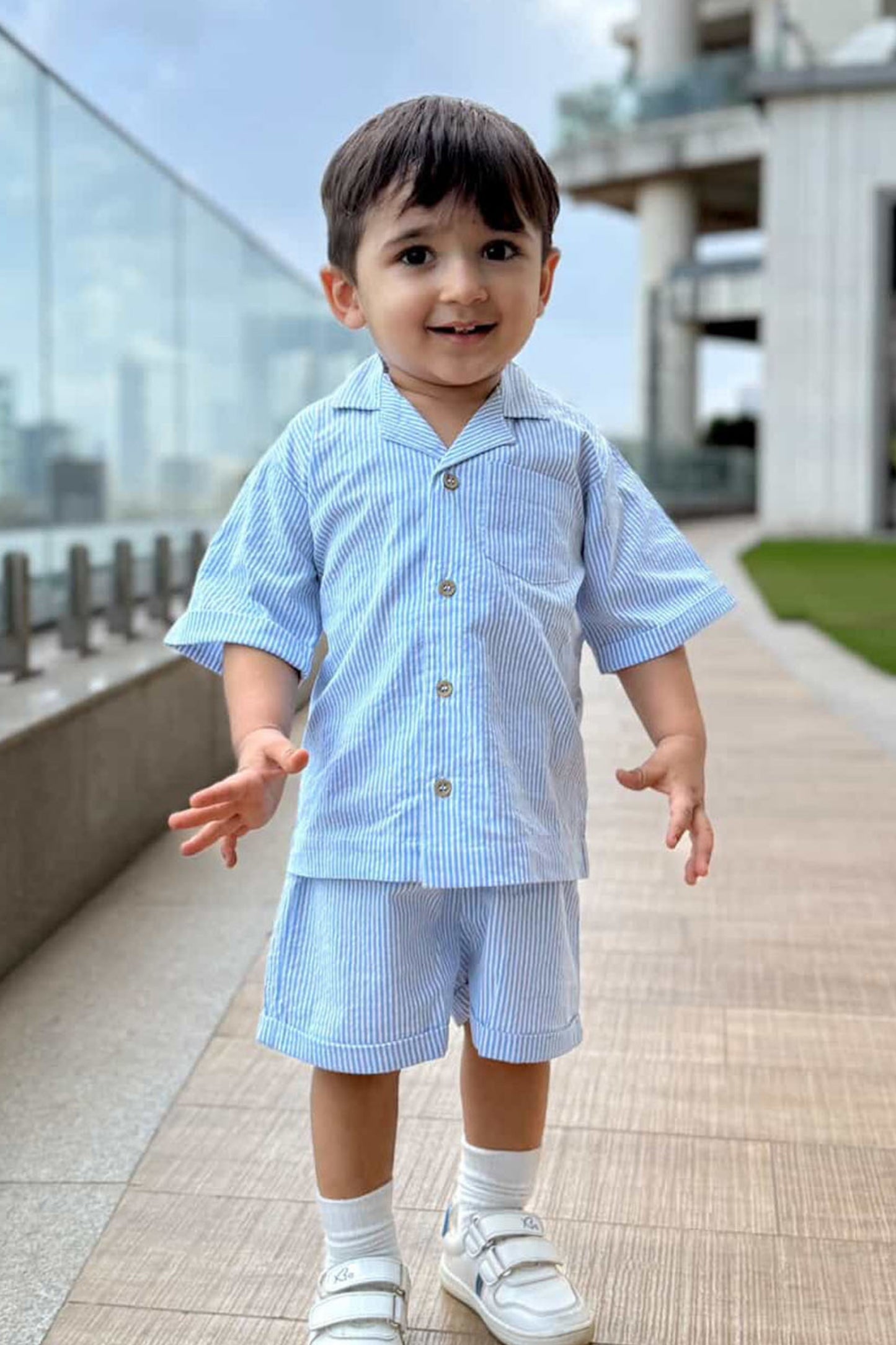 Sky Line Stripes Shorts Set