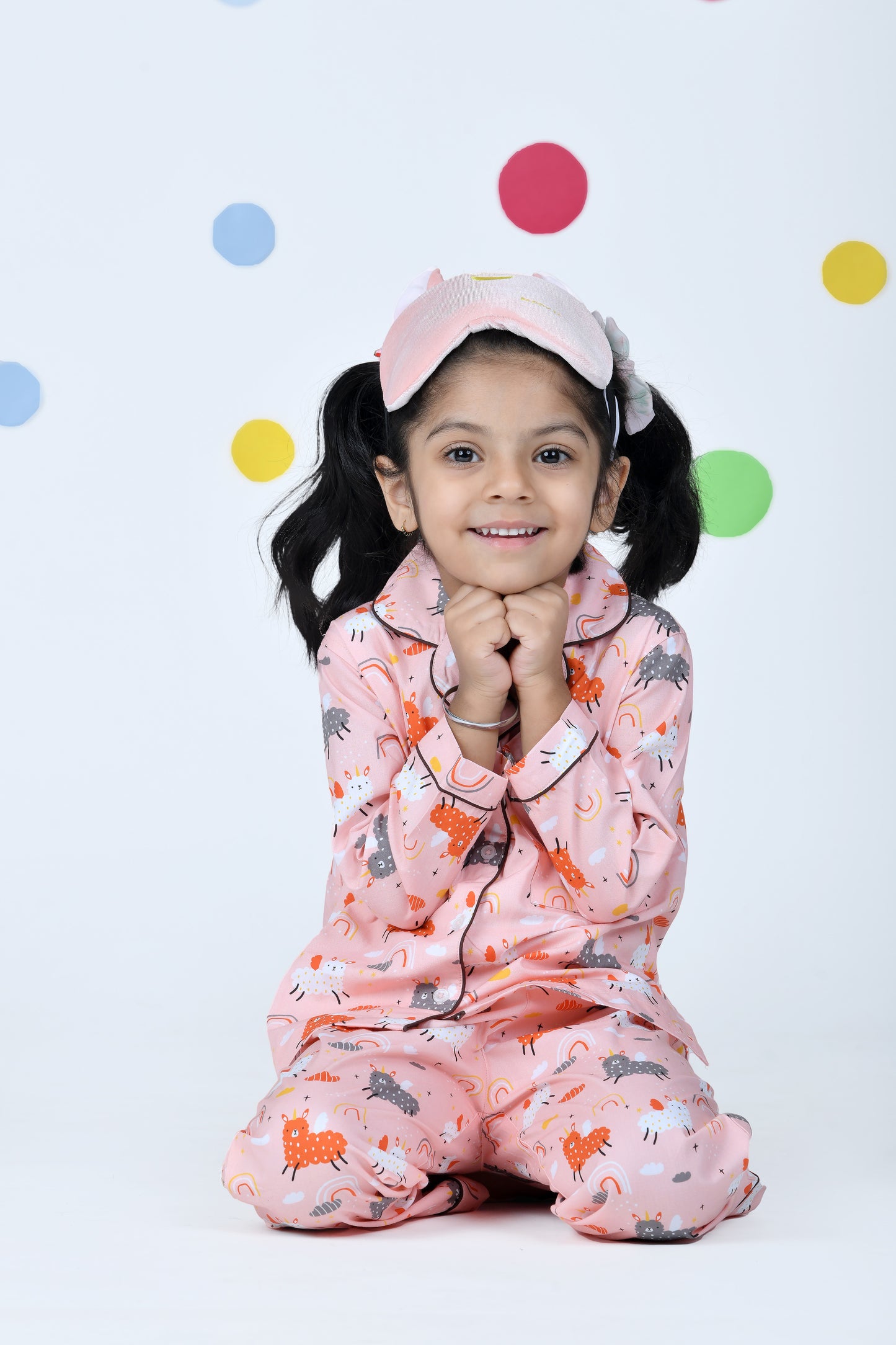 Cute Llama Peach Pajama Set