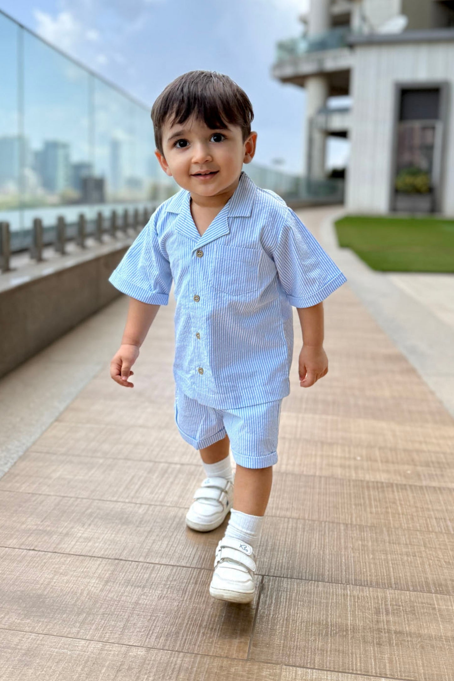 Sky Line Stripes Shorts Set