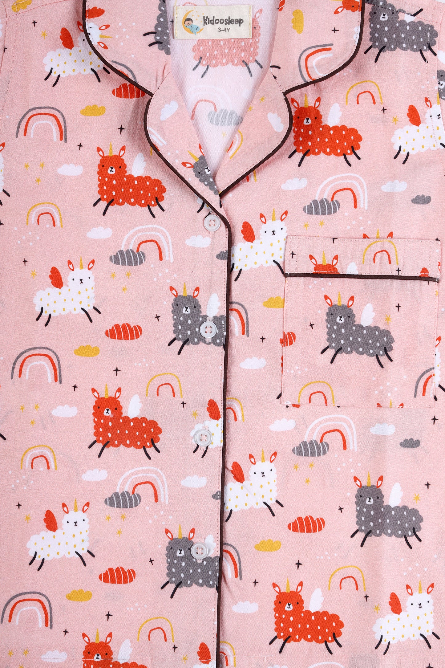 Cute Llama Peach Pajama Set