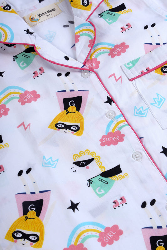 Super Girl white pajama set