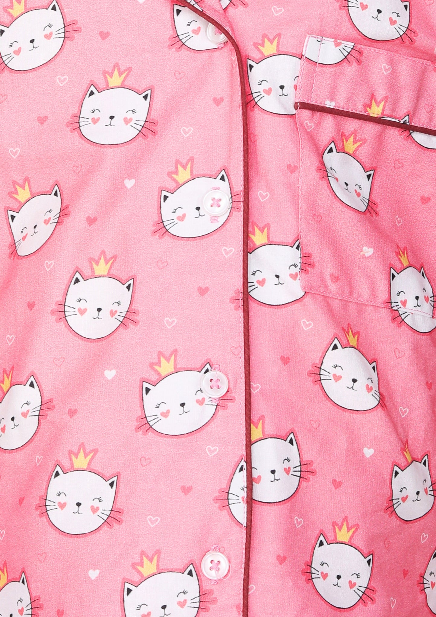 Cute Cat Pink Pajama Set