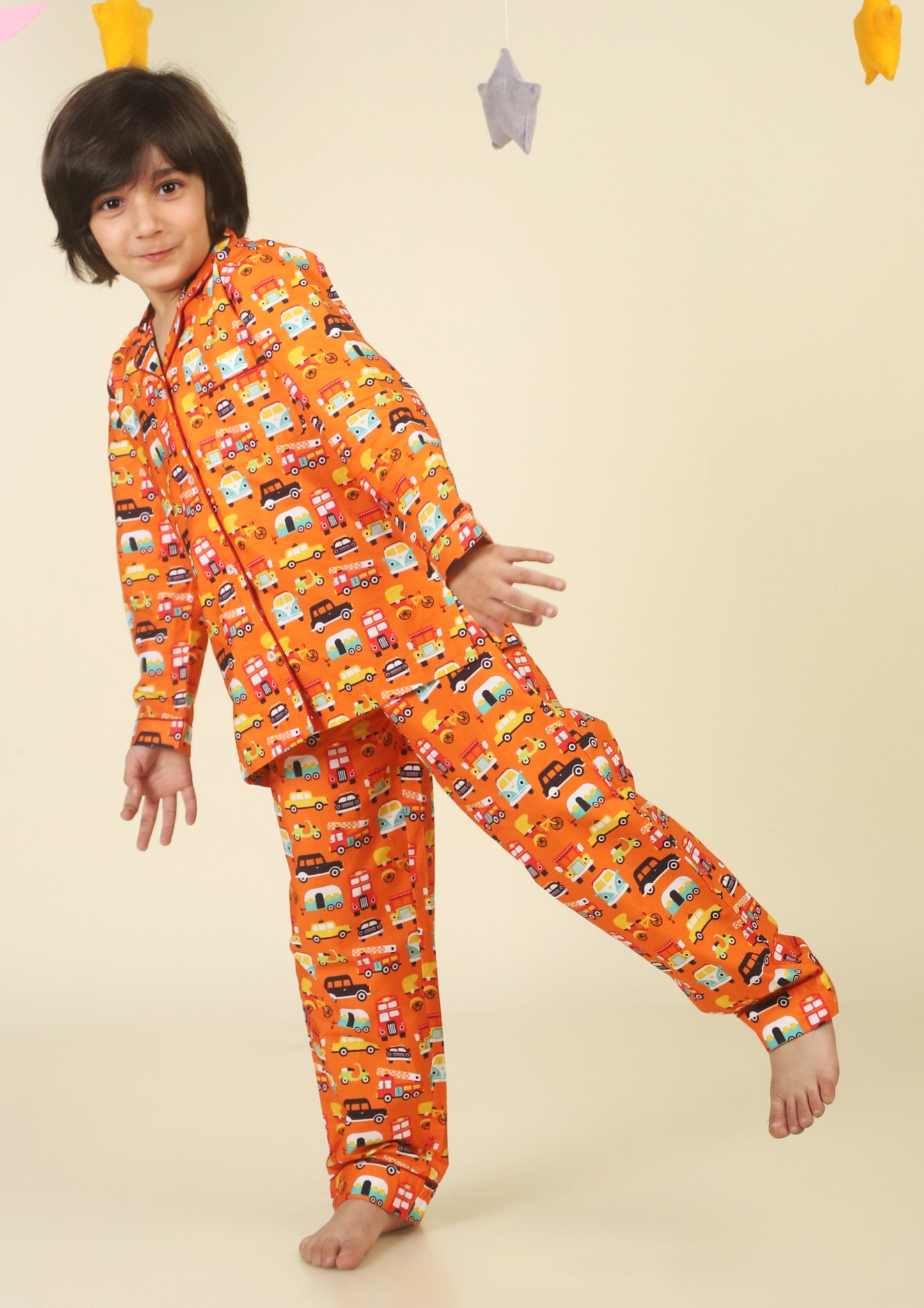 Cute Transport Orange Pajama Set