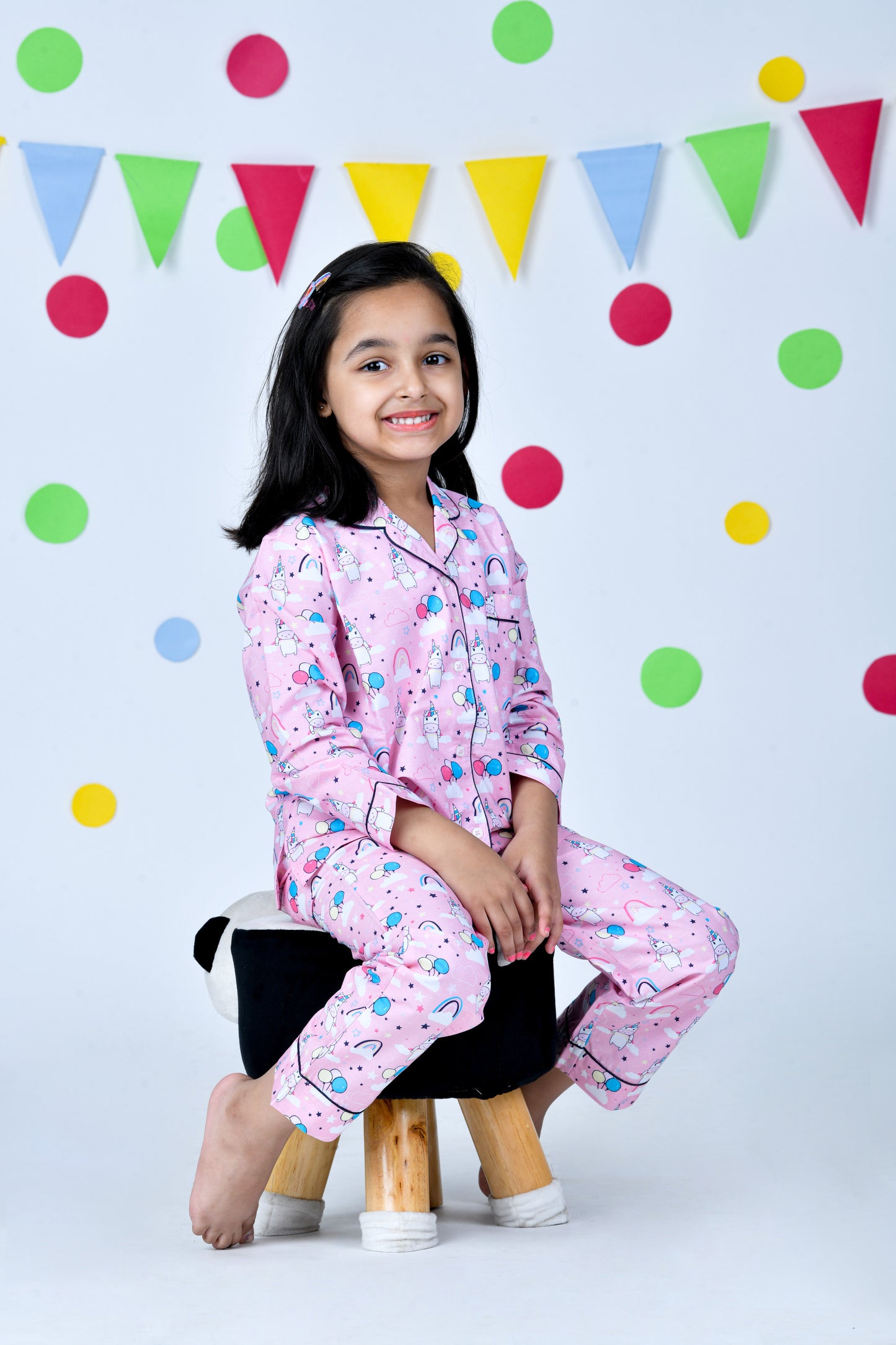 Unicorn In Stars Light Pink Pajama Set