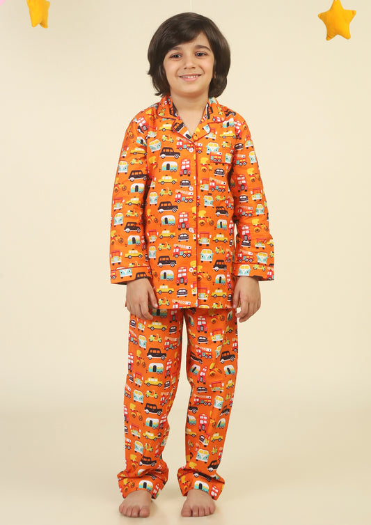Cute Transport Orange Pajama Set