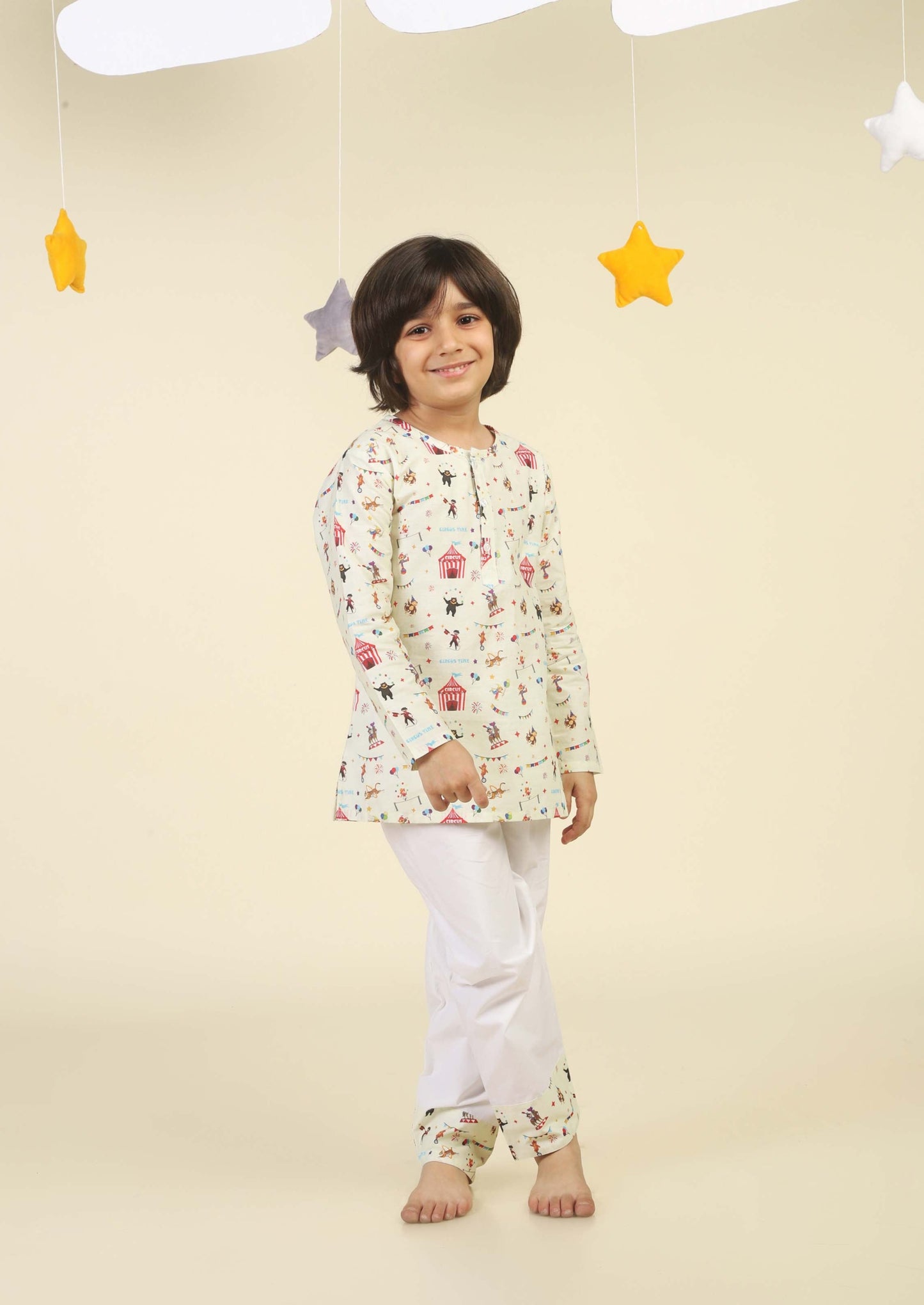 Circus Fun light yellow  kurta Pajama Set
