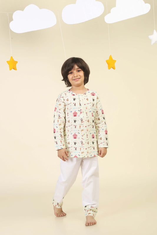 Circus Fun light yellow  kurta Pajama Set