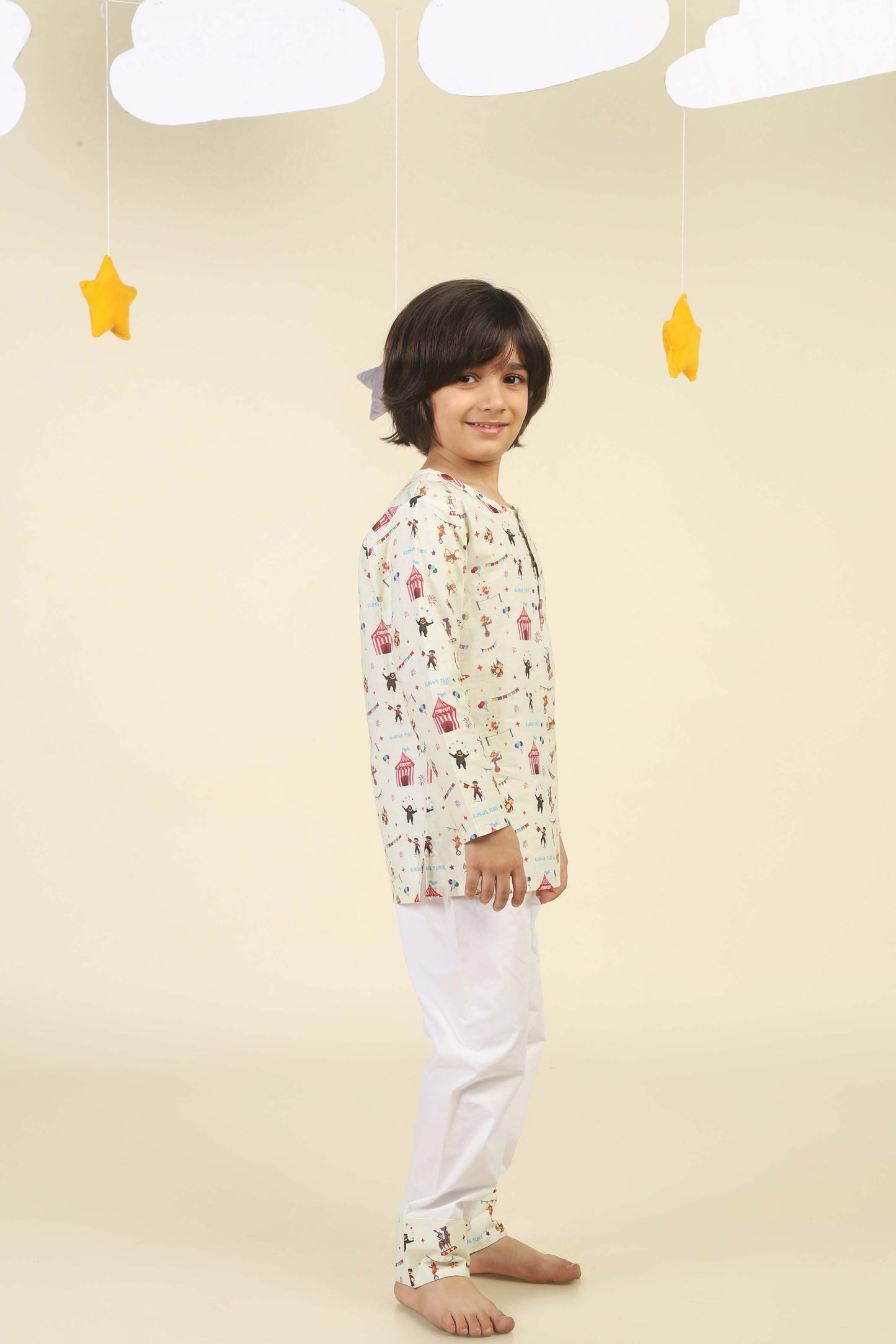 Circus Fun light yellow  kurta Pajama Set