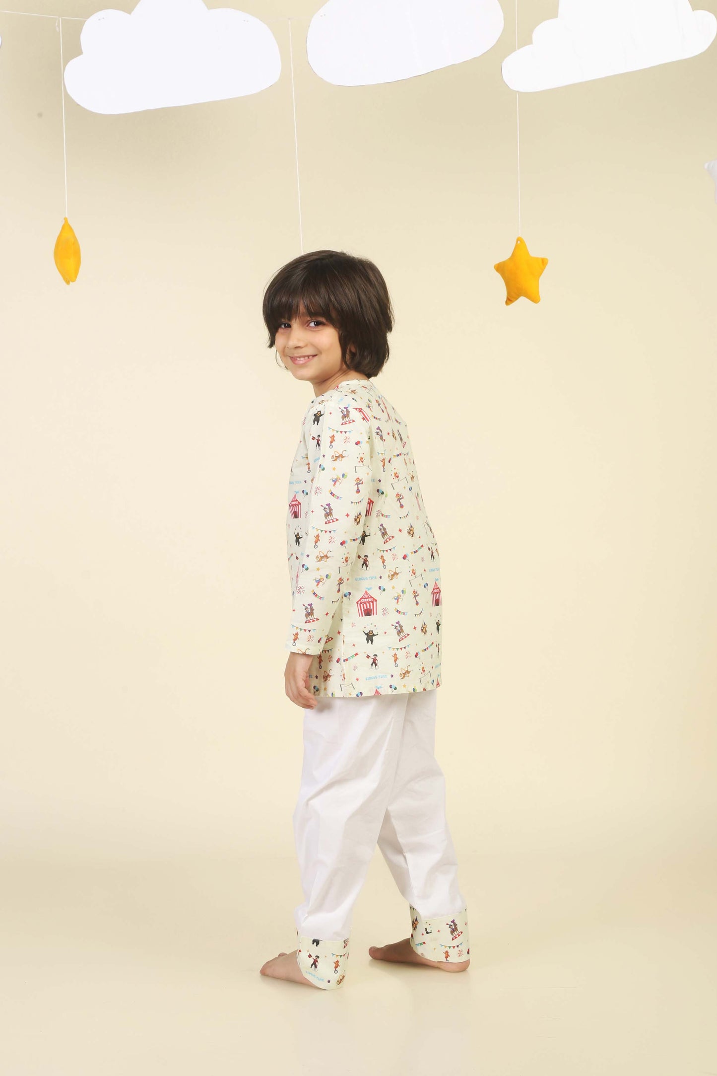 Circus Fun light yellow  kurta Pajama Set