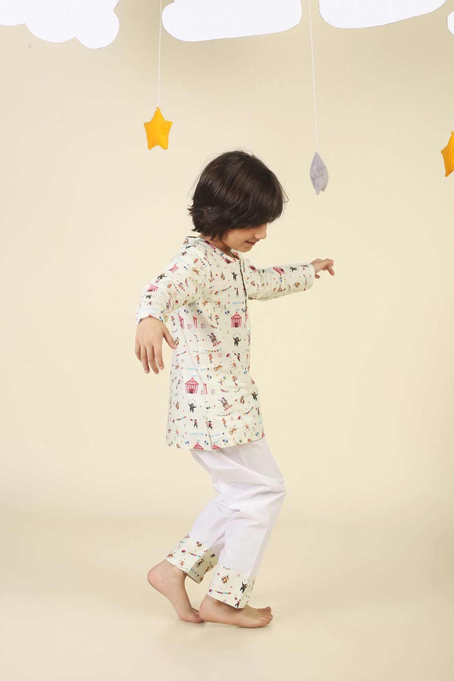 Circus Fun light yellow  kurta Pajama Set