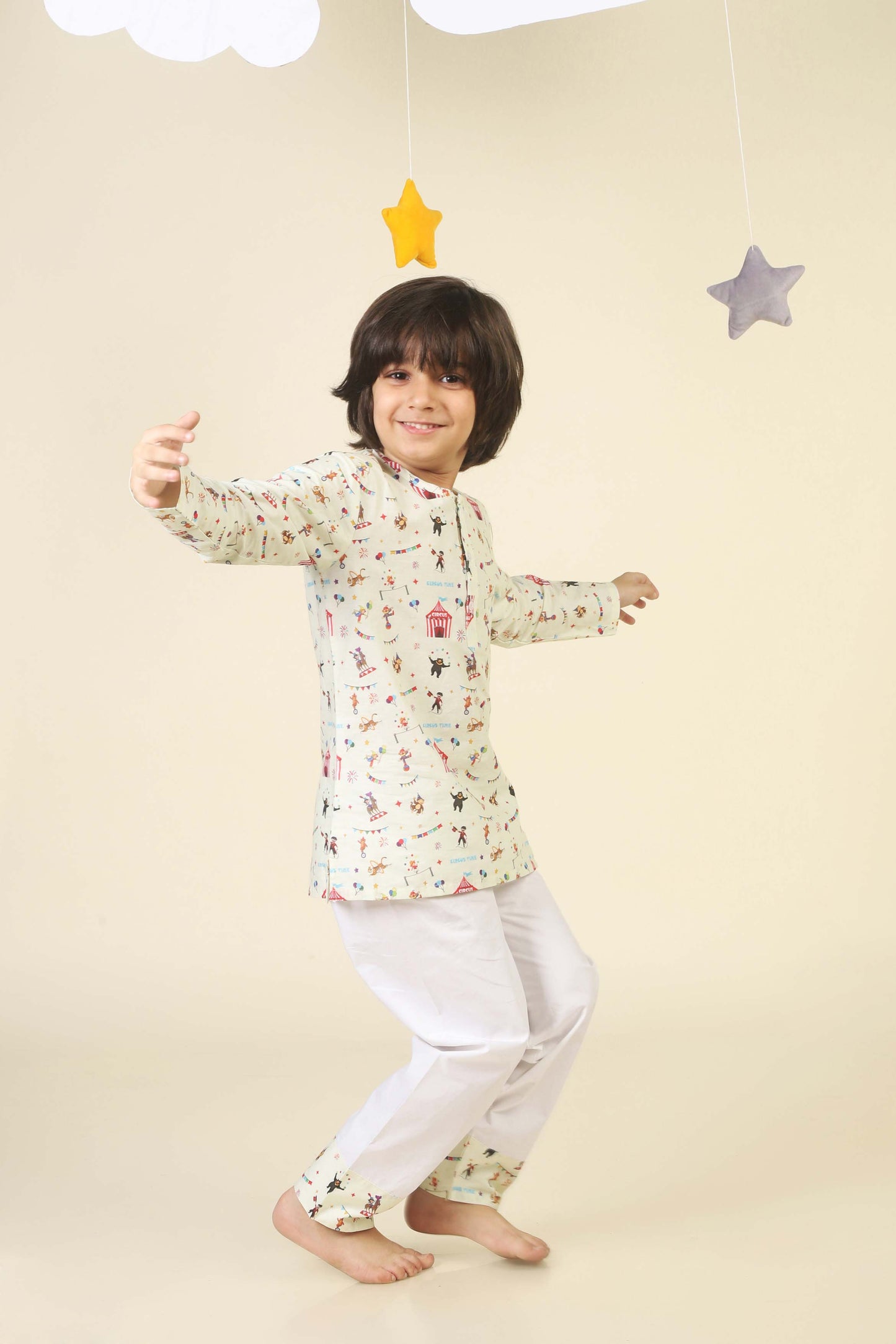 Circus Fun light yellow  kurta Pajama Set