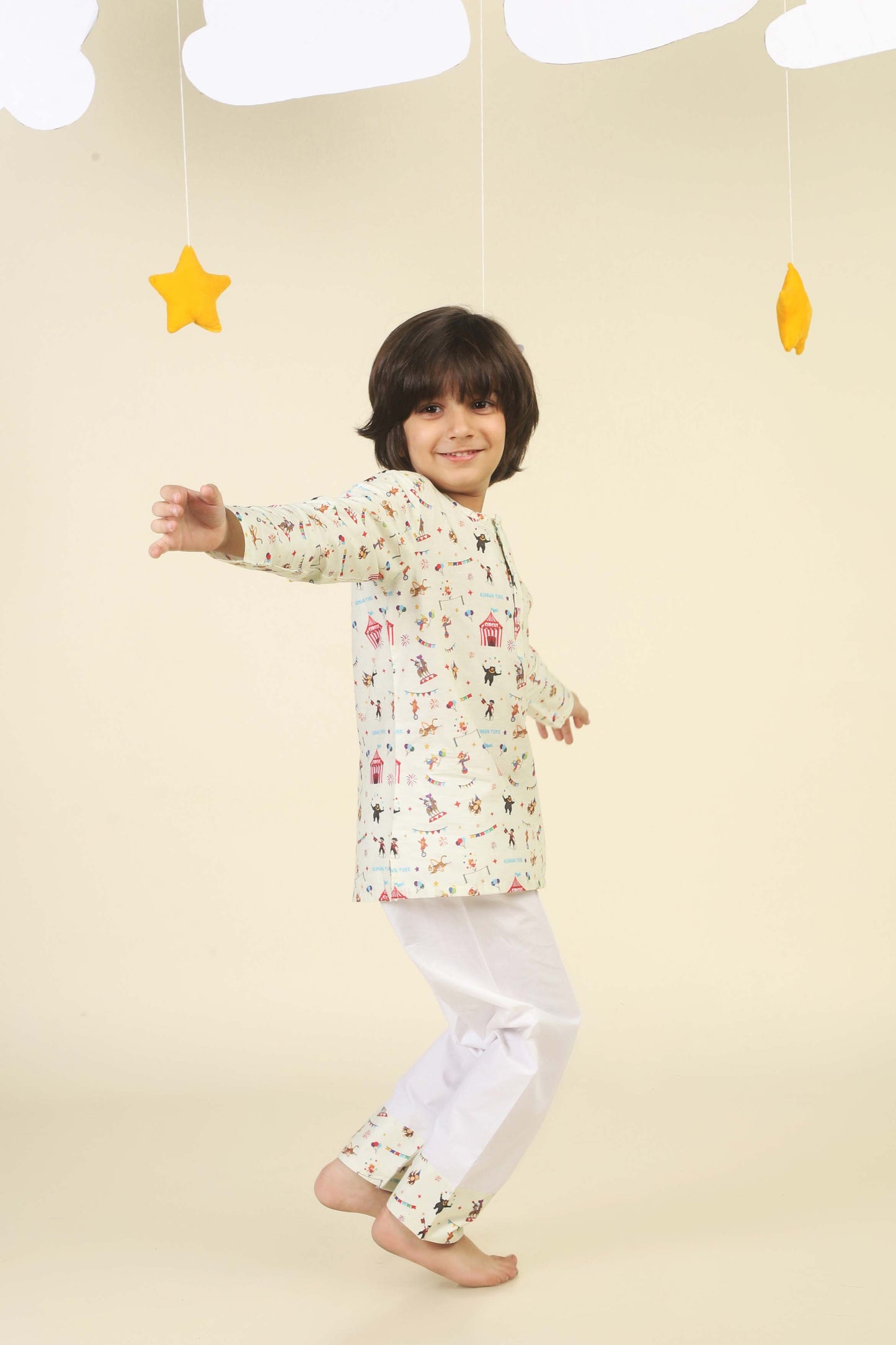 Circus Fun light yellow  kurta Pajama Set