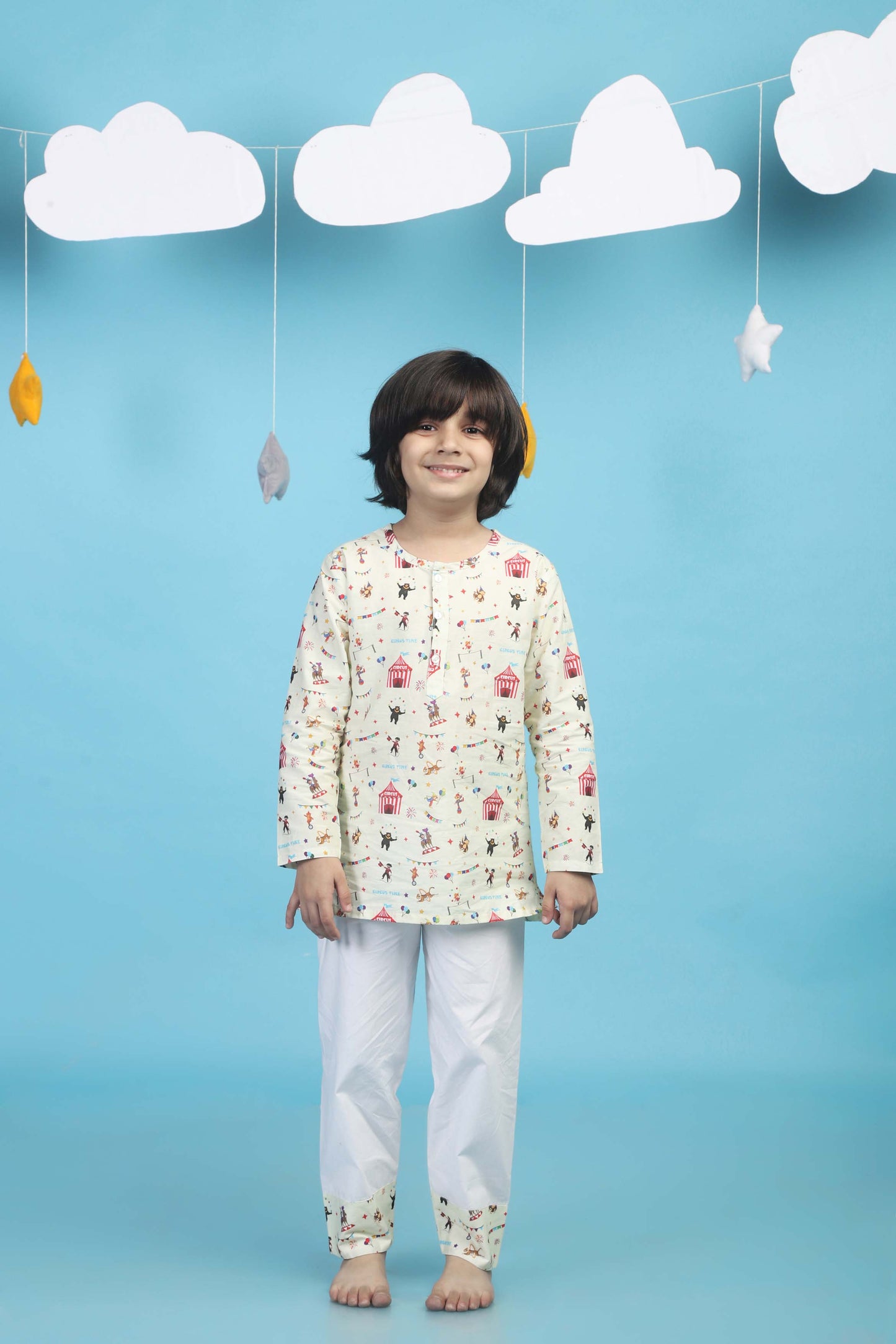 Circus Fun light yellow  kurta Pajama Set
