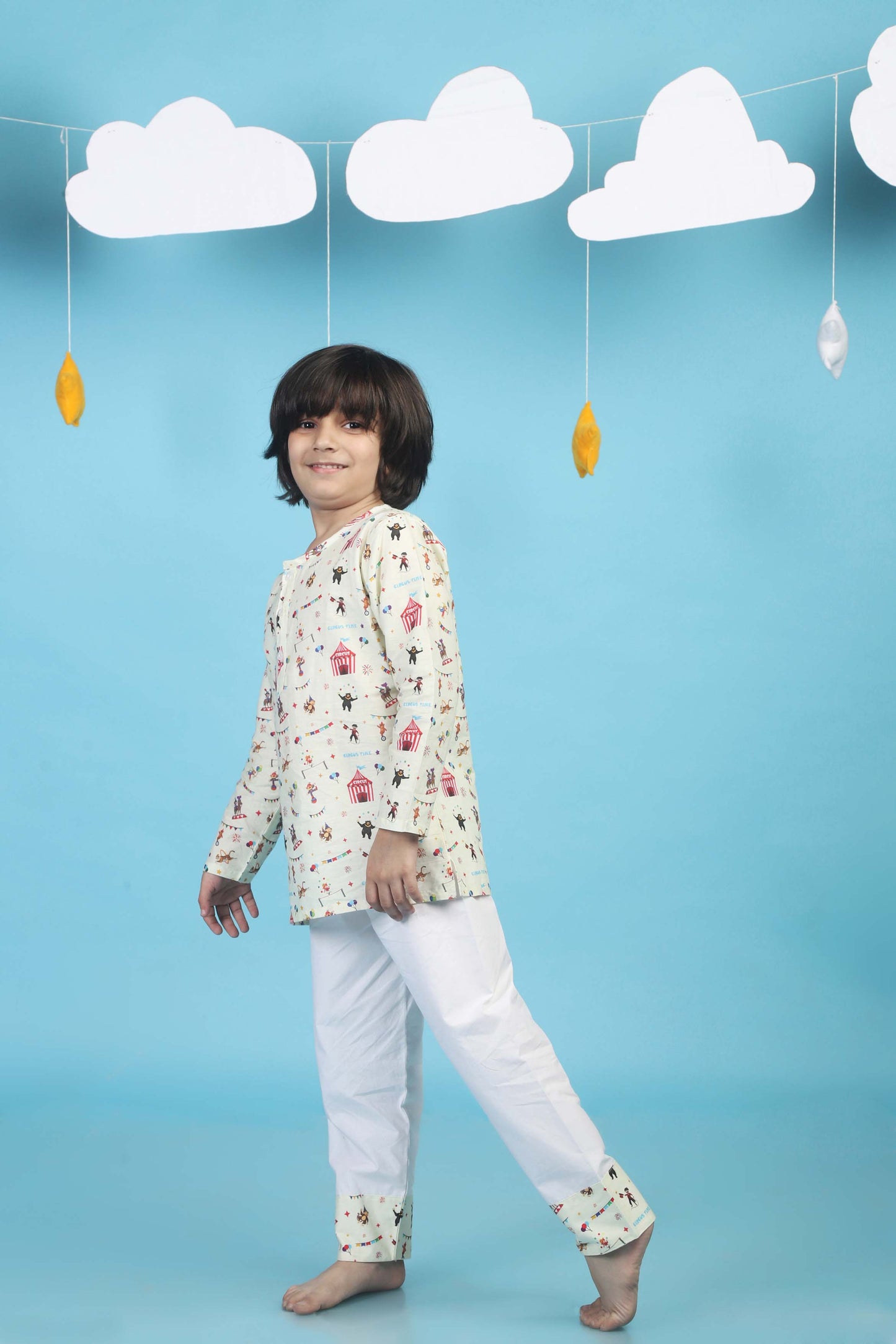 Circus Fun light yellow  kurta Pajama Set