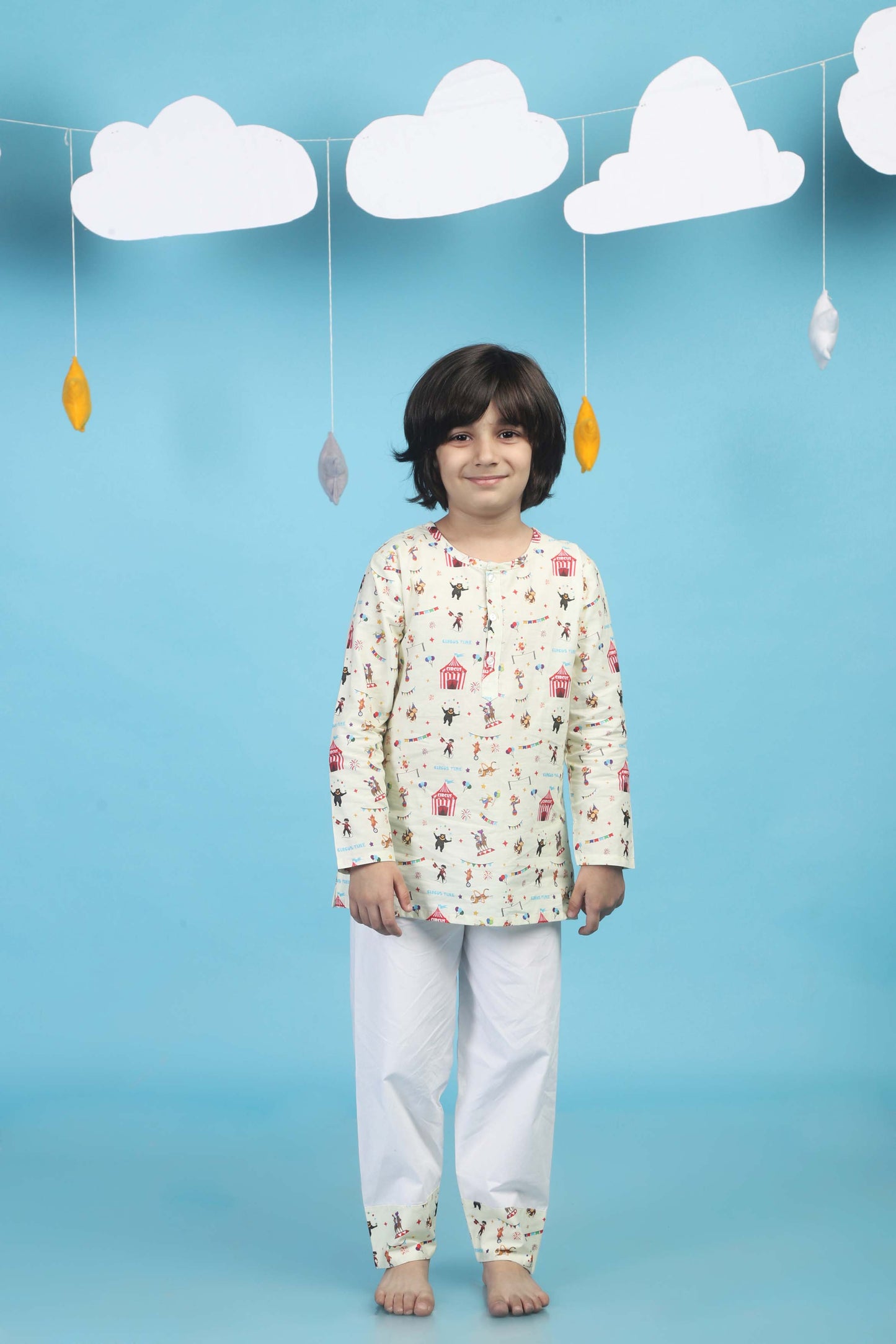 Circus Fun light yellow  kurta Pajama Set