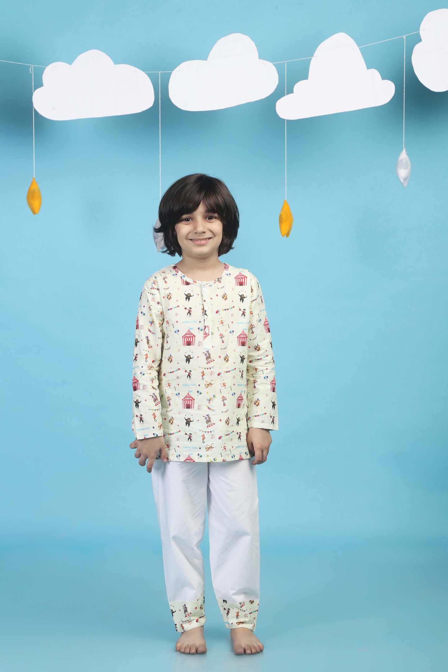 Circus Fun light yellow  kurta Pajama Set