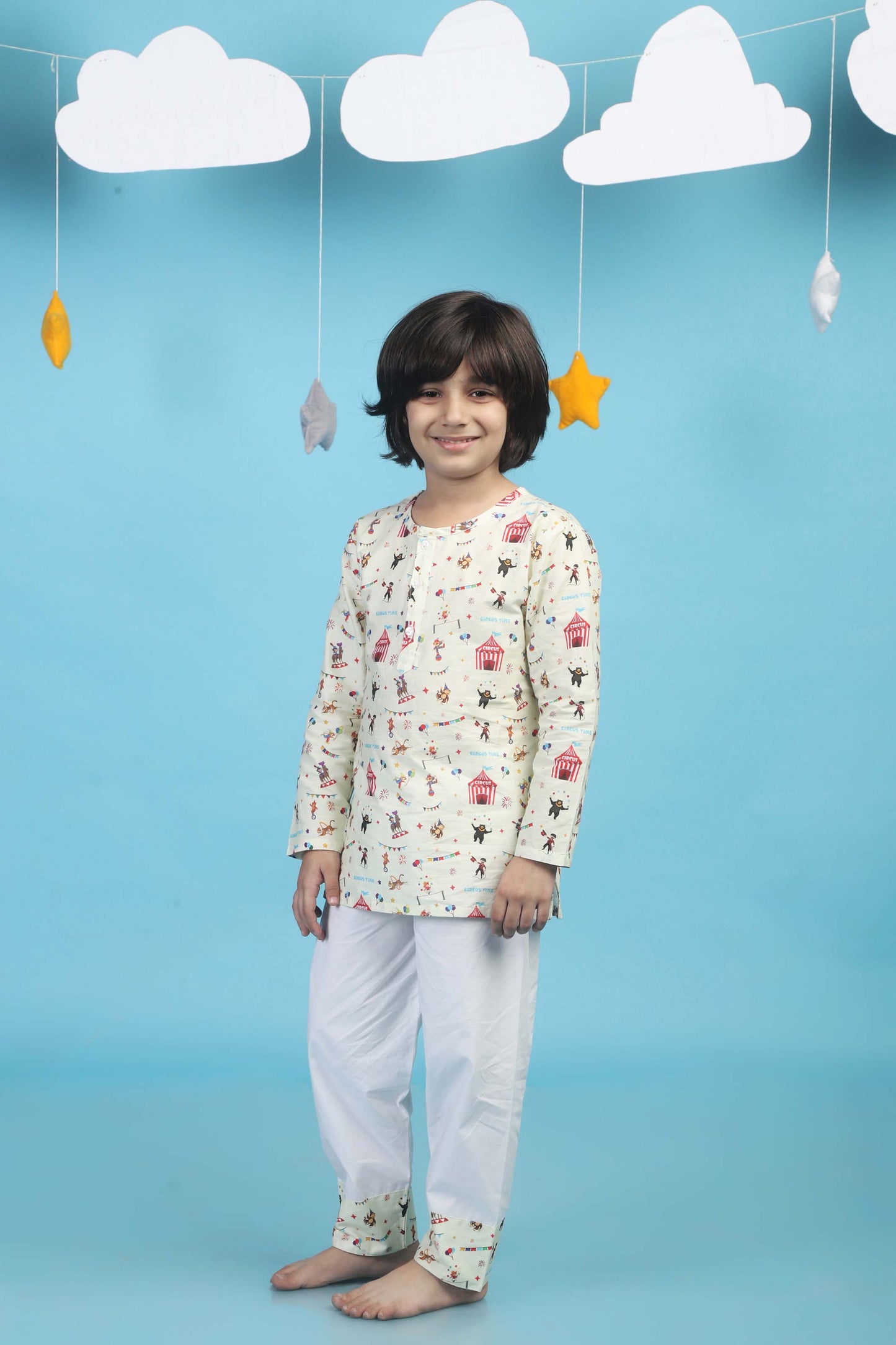 Circus Fun light yellow  kurta Pajama Set