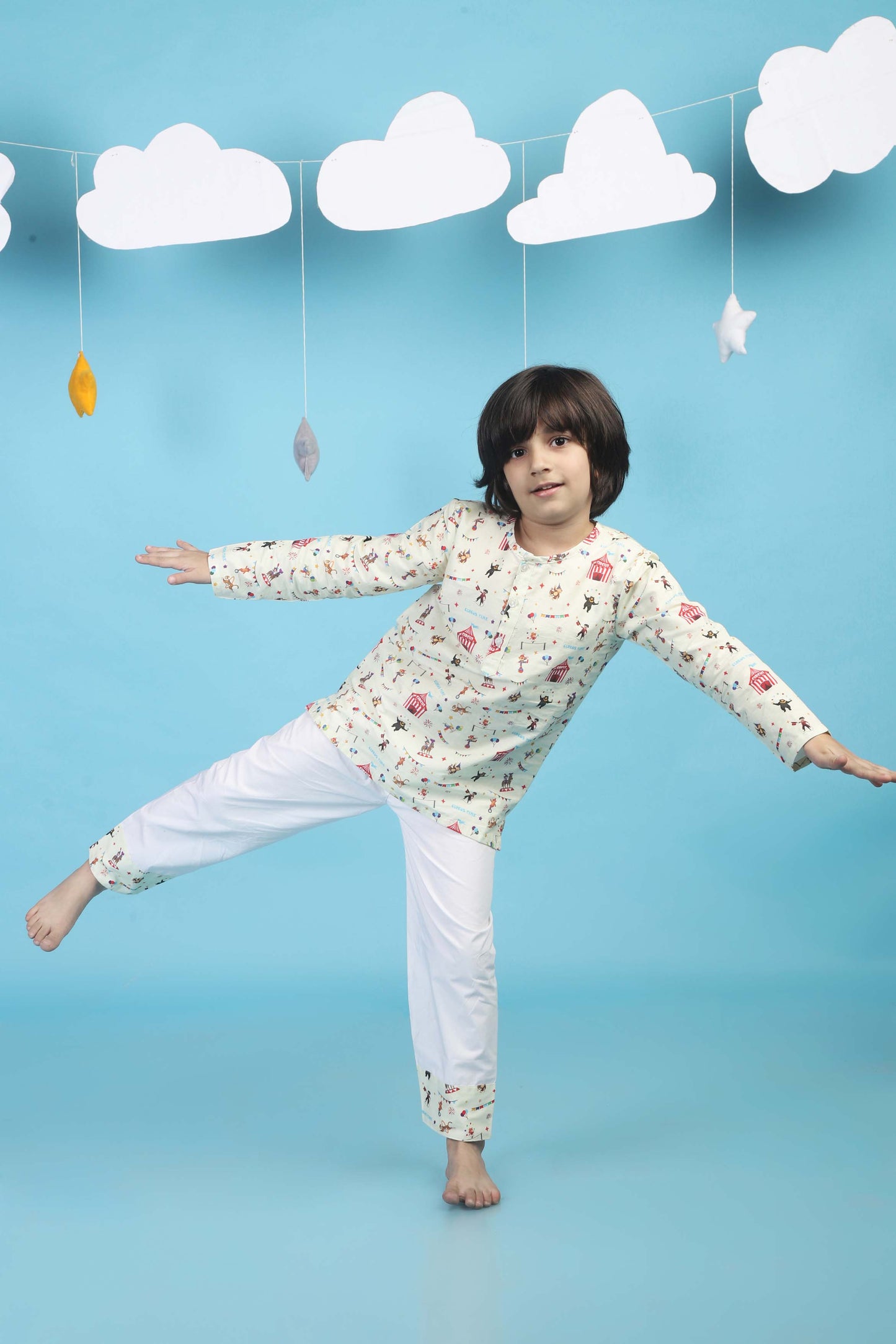 Circus Fun light yellow  kurta Pajama Set