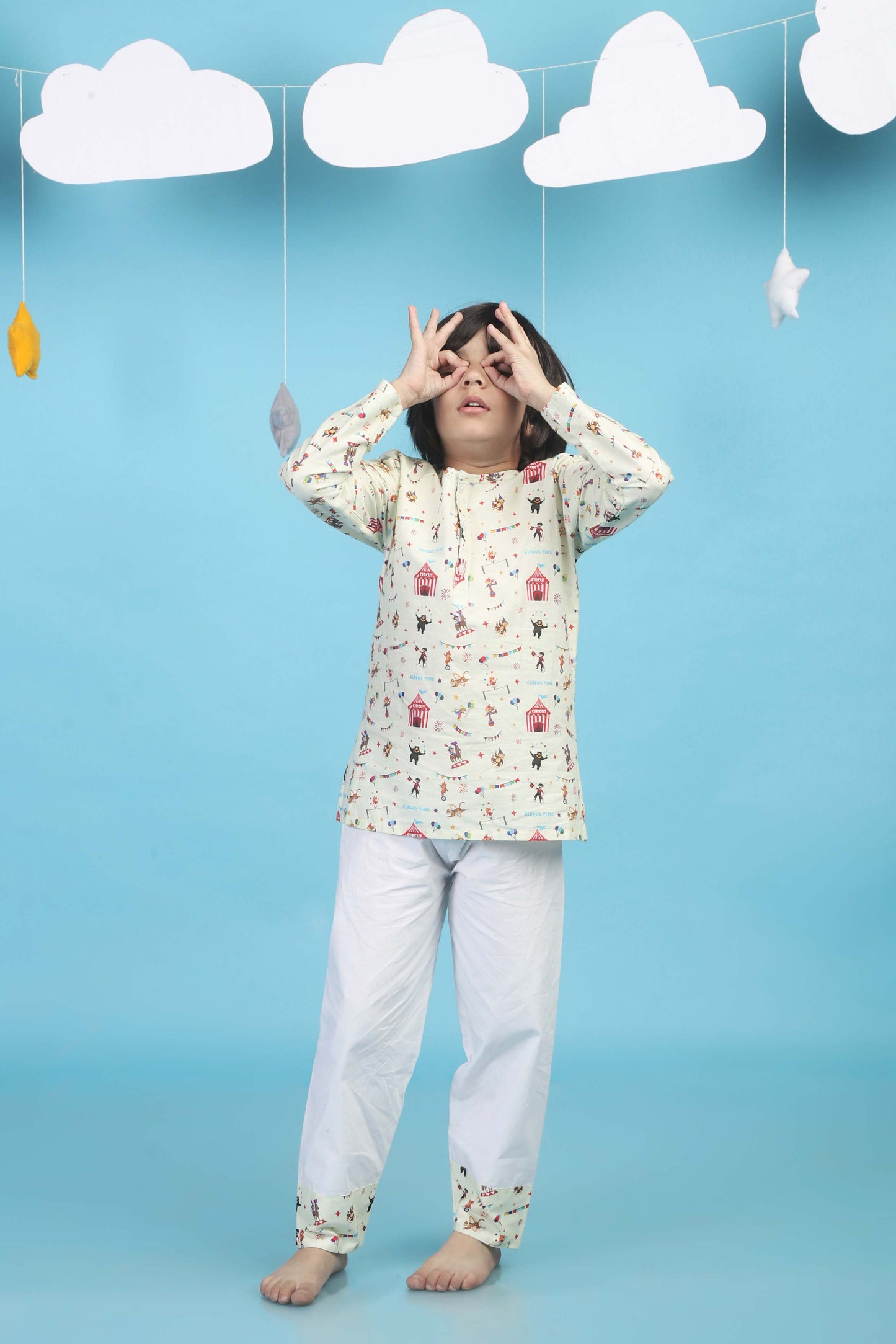 Circus Fun light yellow  kurta Pajama Set