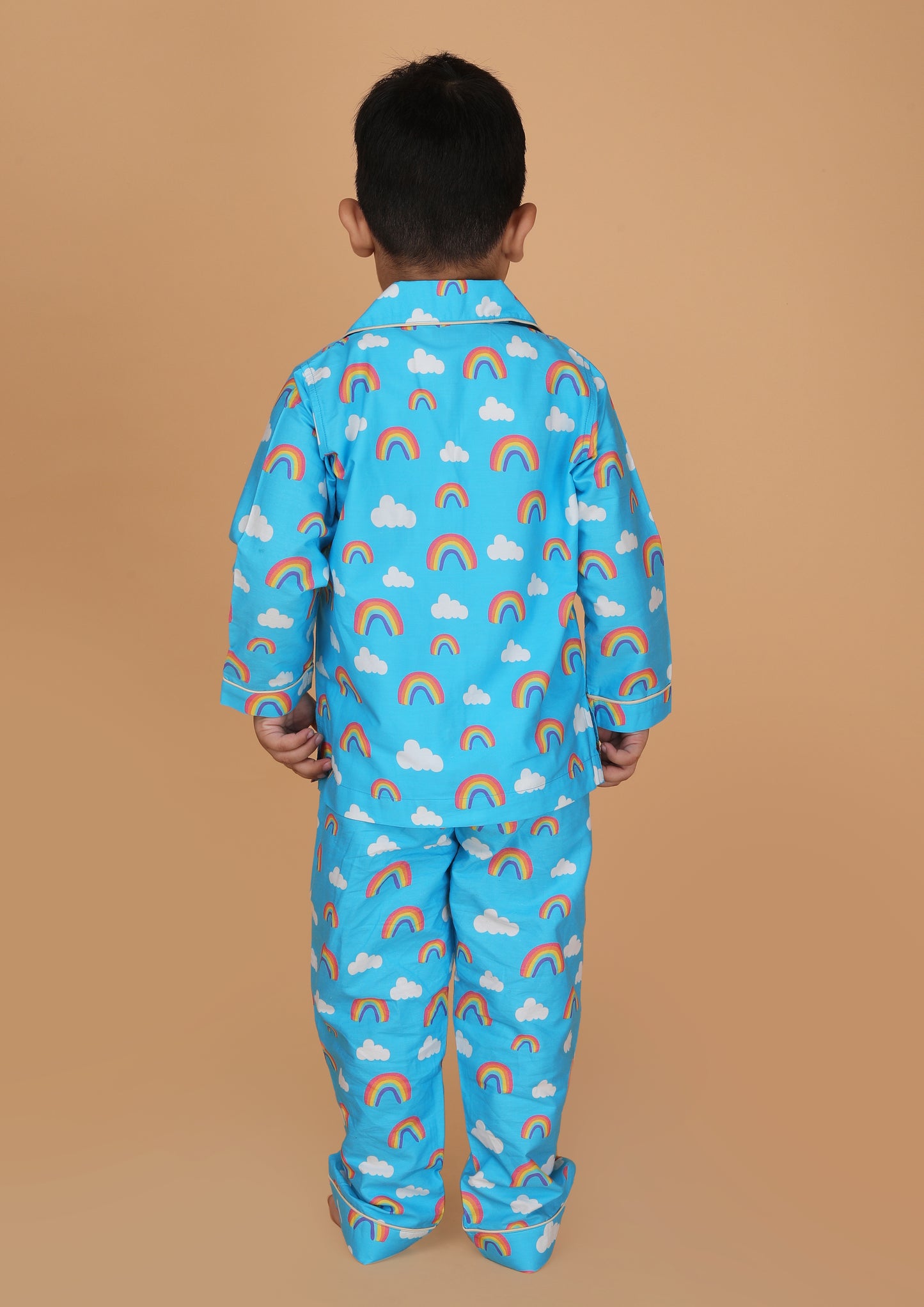 Rainbow Clouds Sky Blue Pajama Set