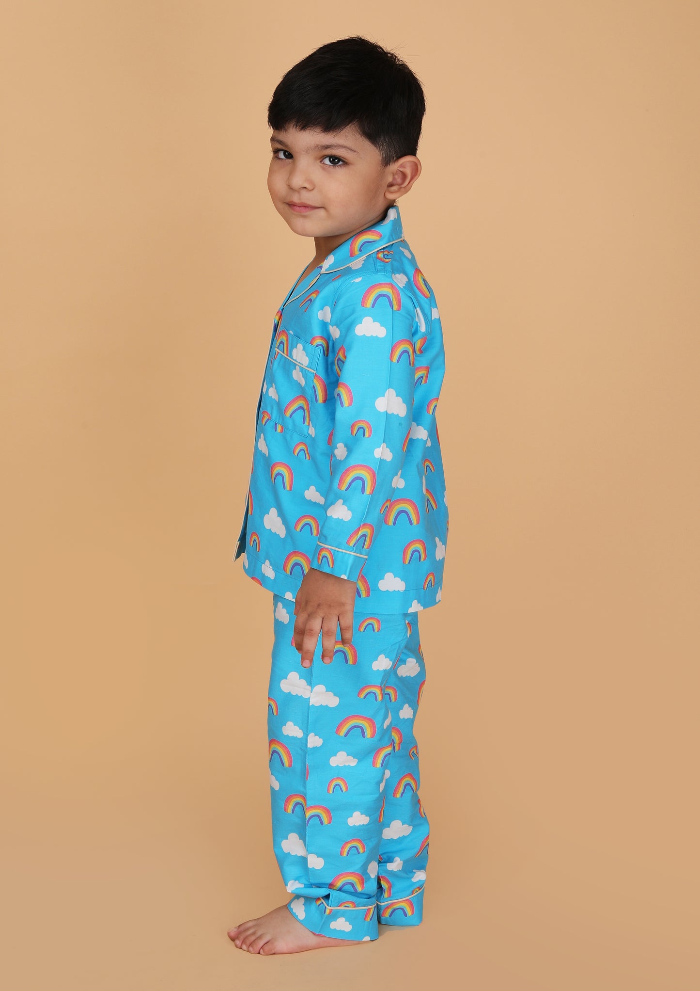 Rainbow Clouds Sky Blue Pajama Set
