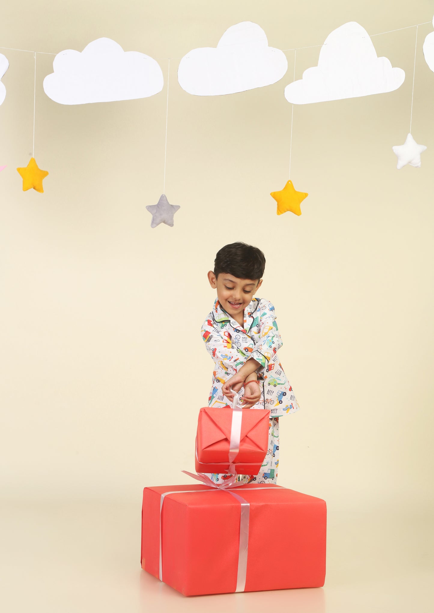 Cute Transport White Pajama Set