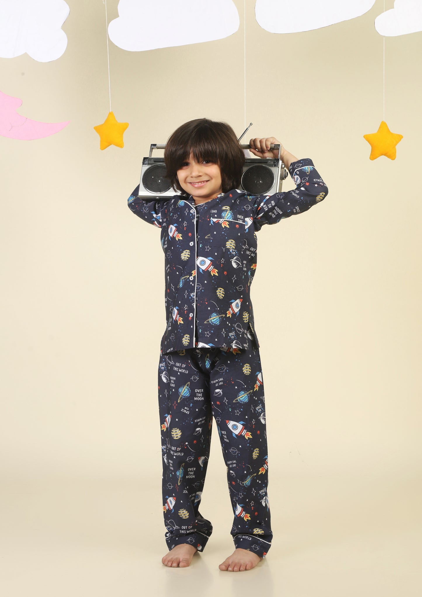 Fun In Space Dark Blue Pajama Set