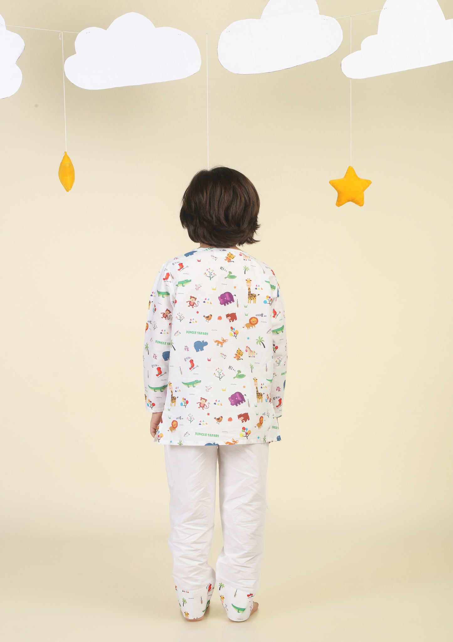 Jungle Safari White kurta Pajama Set