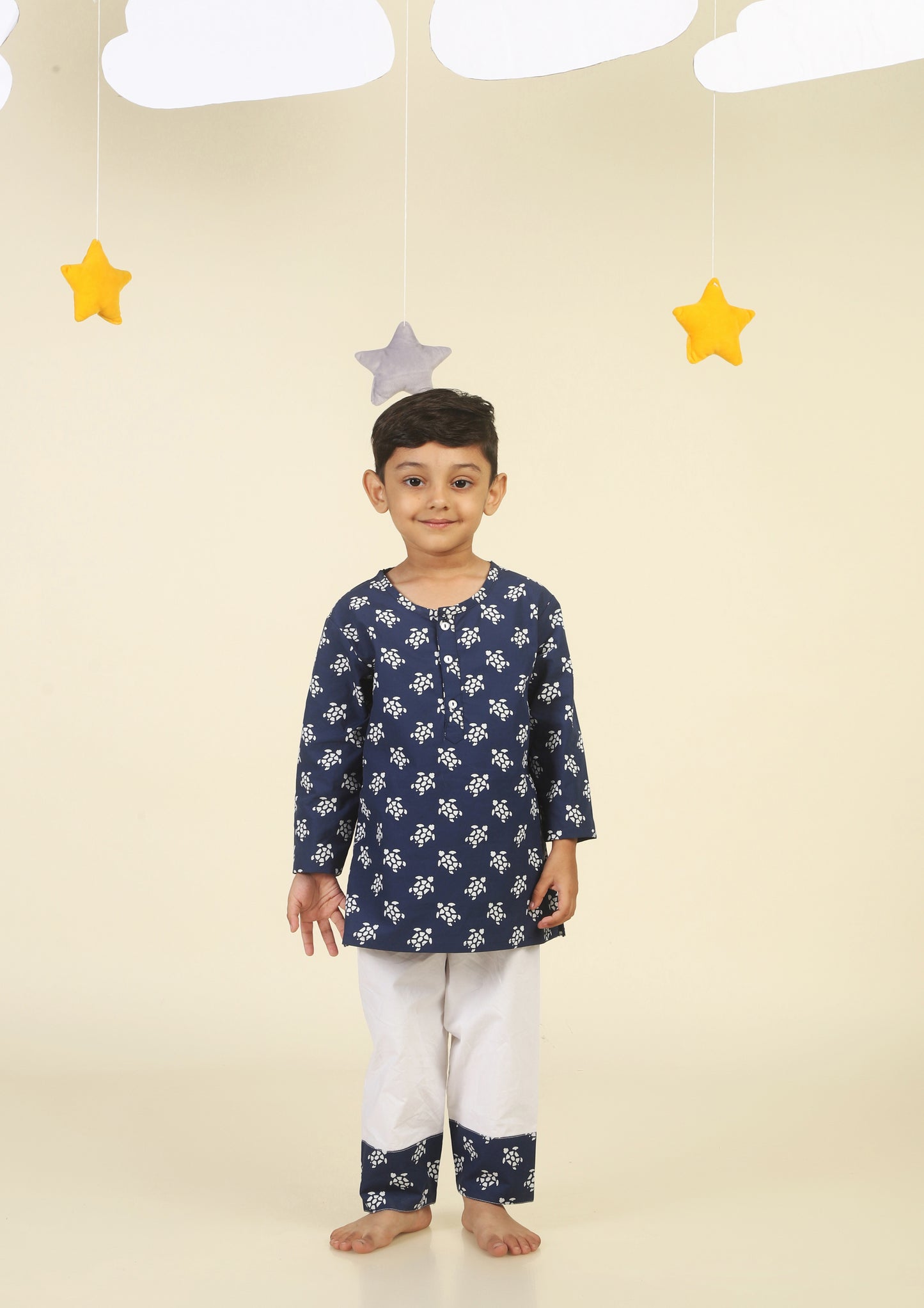 Cute Turtle Navy Blue  kurta Pajama Set