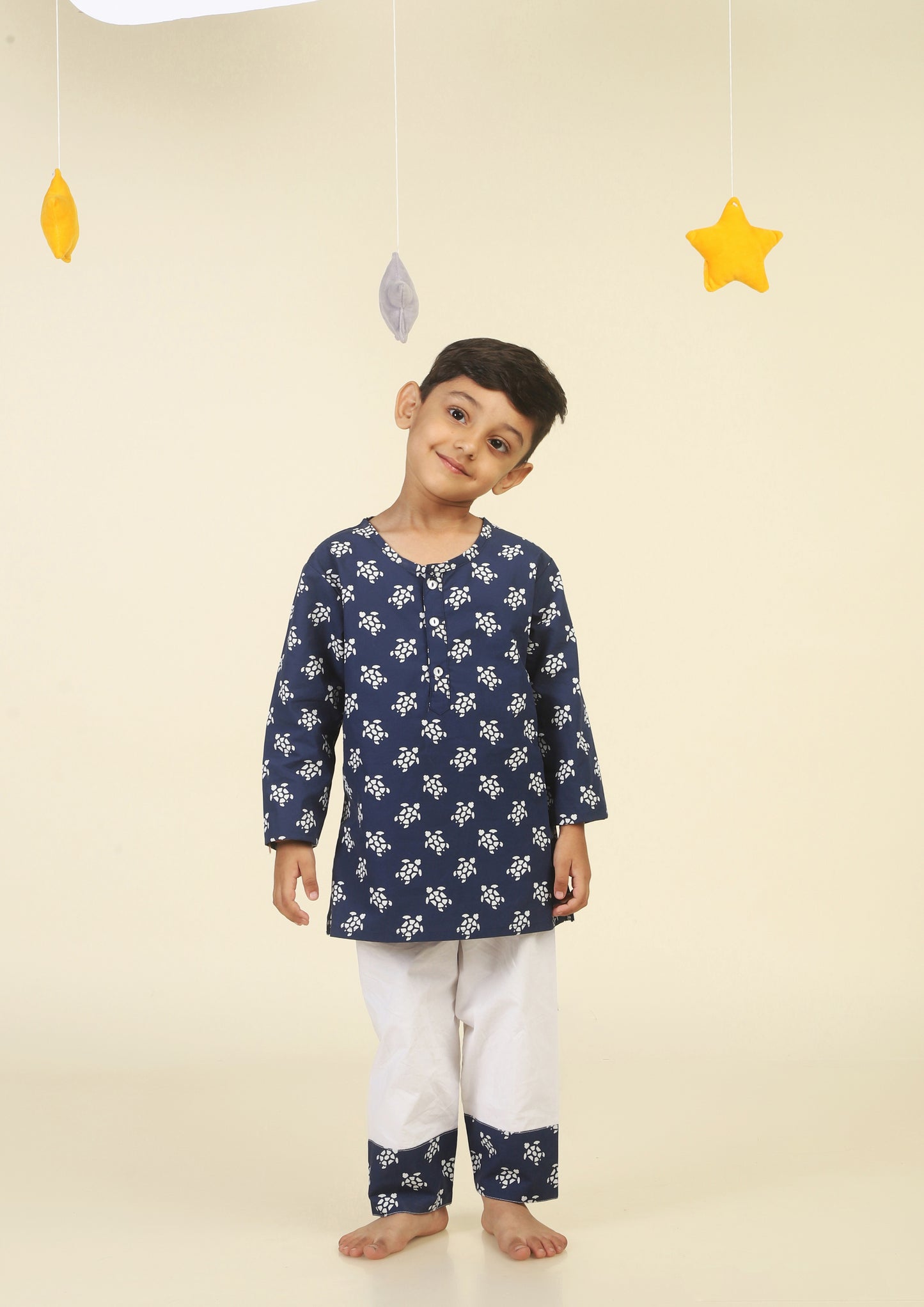Cute Turtle Navy Blue  kurta Pajama Set