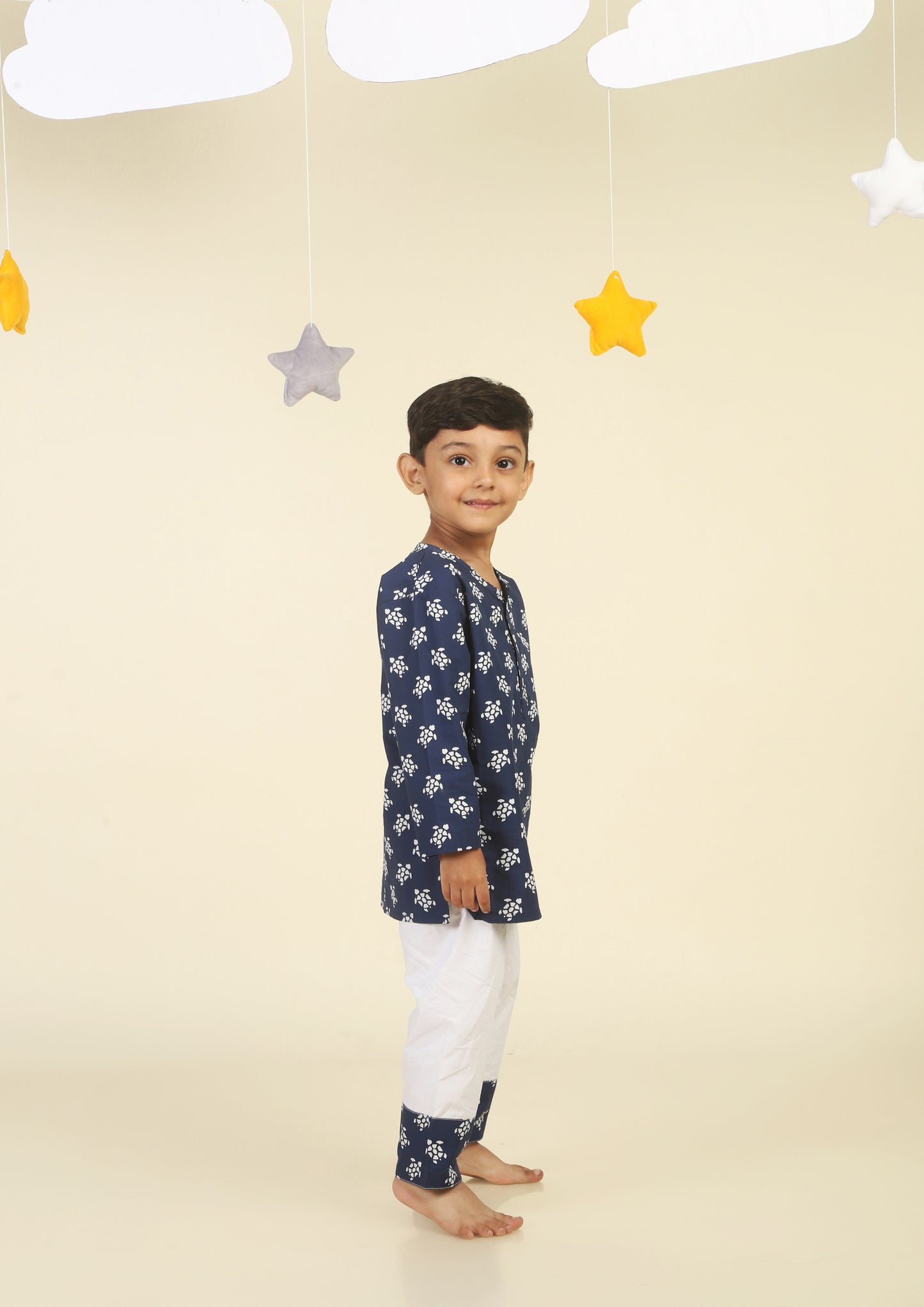 Cute Turtle Navy Blue  kurta Pajama Set
