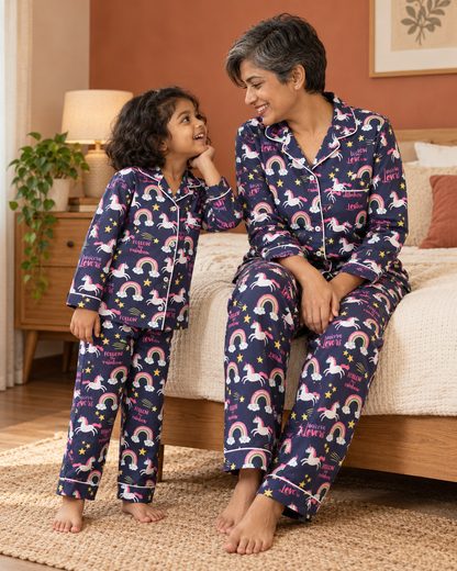 Navy Unicorn Night Suit Set