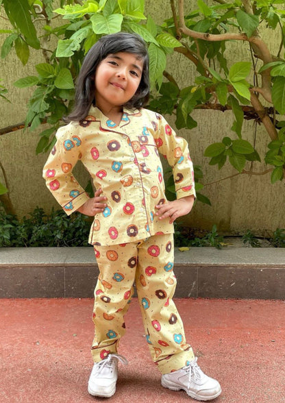 Sweet Donuts Yellow  Pajama Set