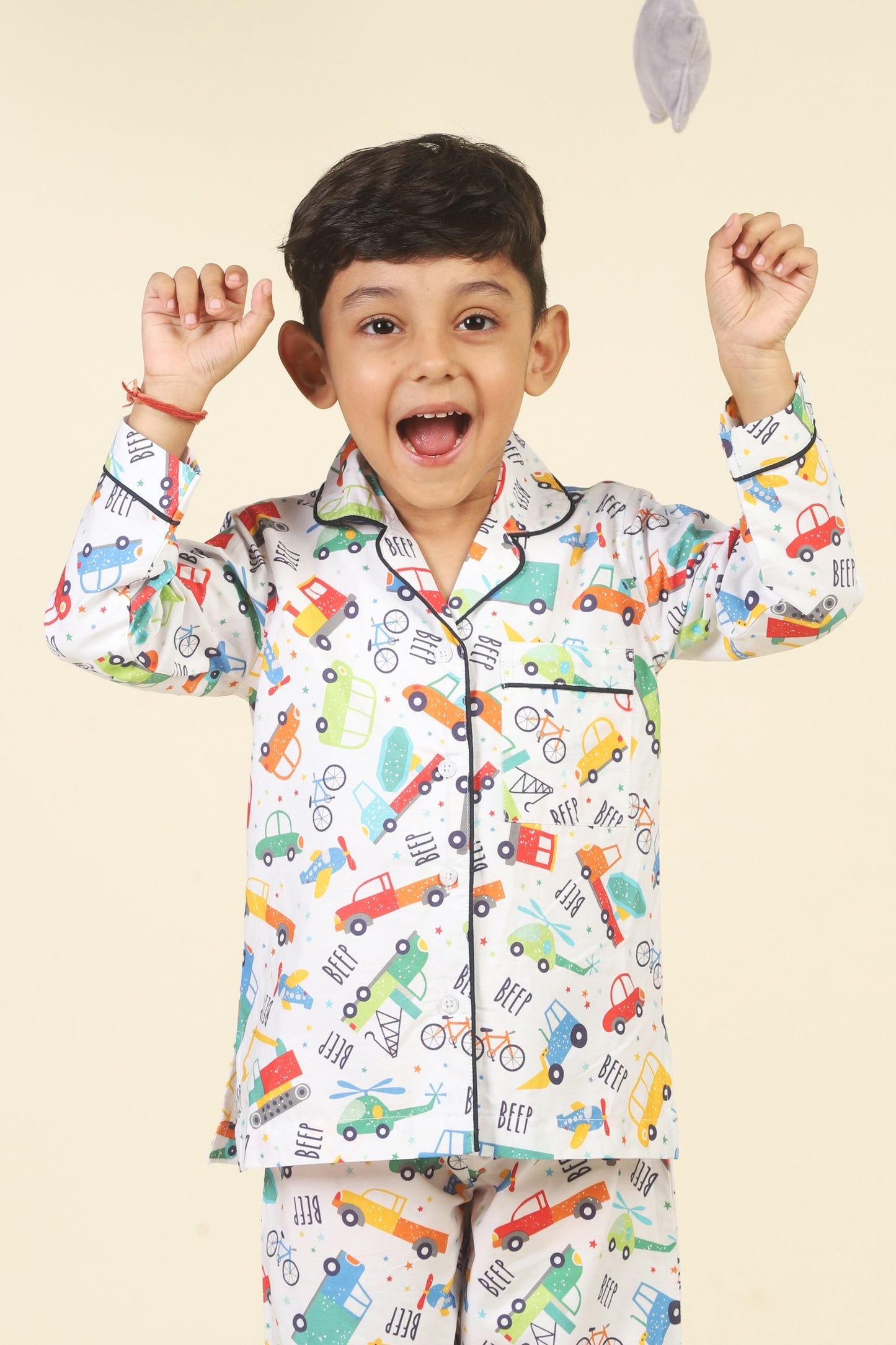 Cute Transport White Pajama Set