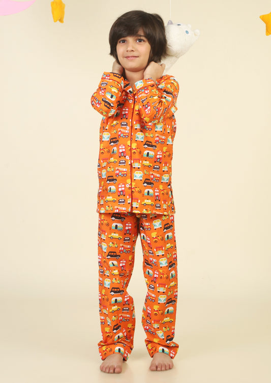 Cute Transport Orange Pajama Set