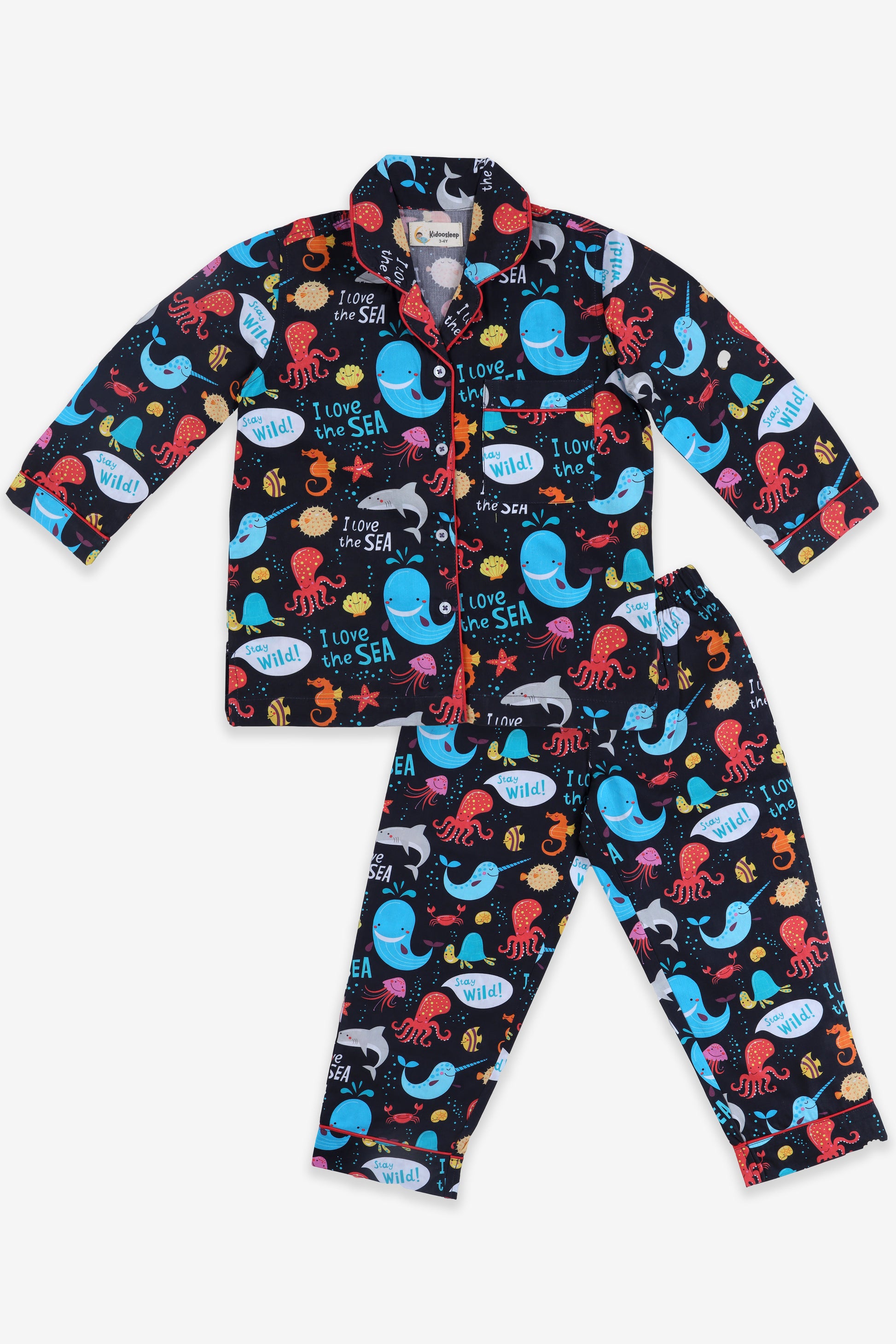 Sea World Dark Blue Pajama Set
