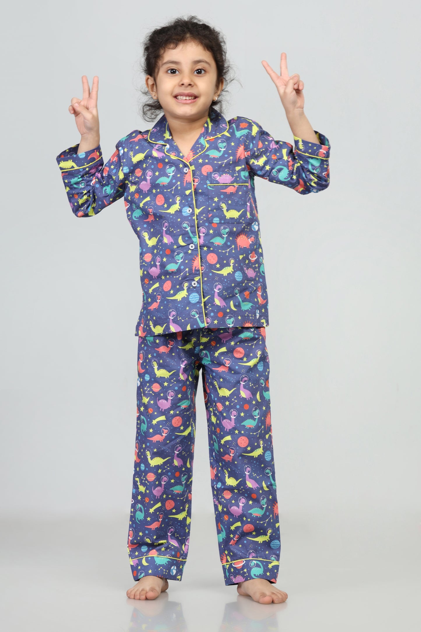 PJ Dinosaur in space Dark Blue Pajama Set