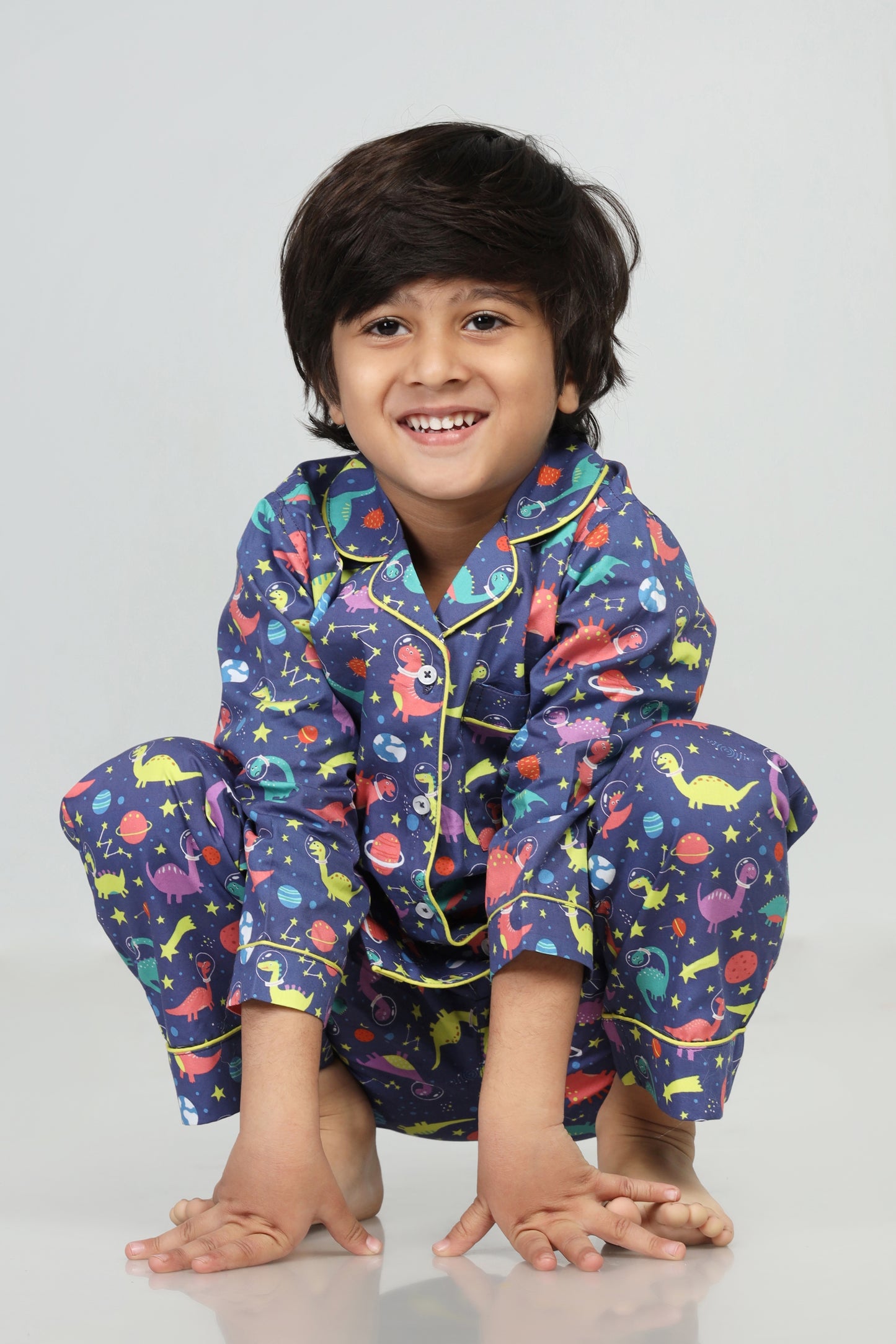 PJ Dinosaur in space Dark Blue Pajama Set