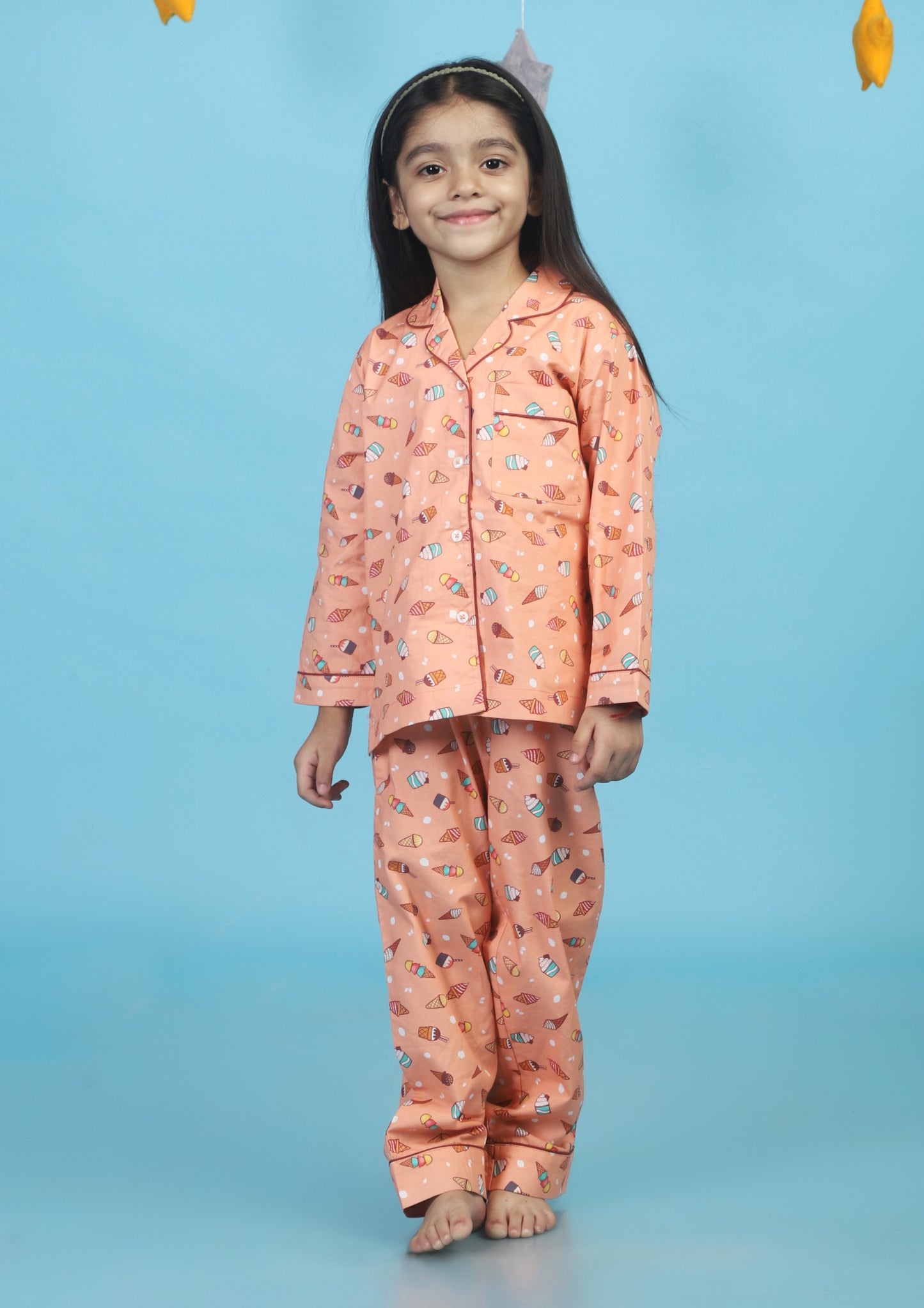 Sweet Desserts Peach Printed Pajama Set