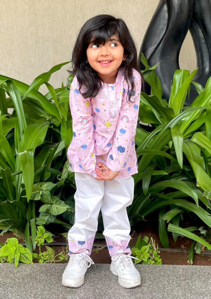 Rainbow Clouds Pink kurta Pajama Set